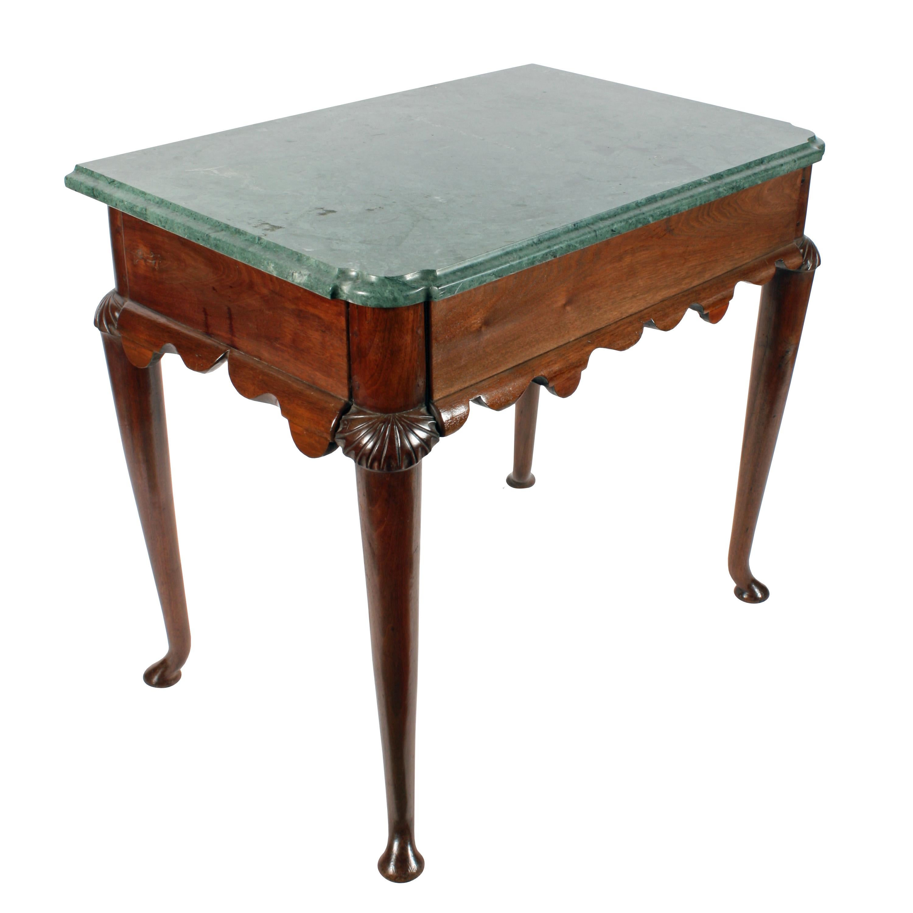 Walnut Marble-Top Console Table For Sale