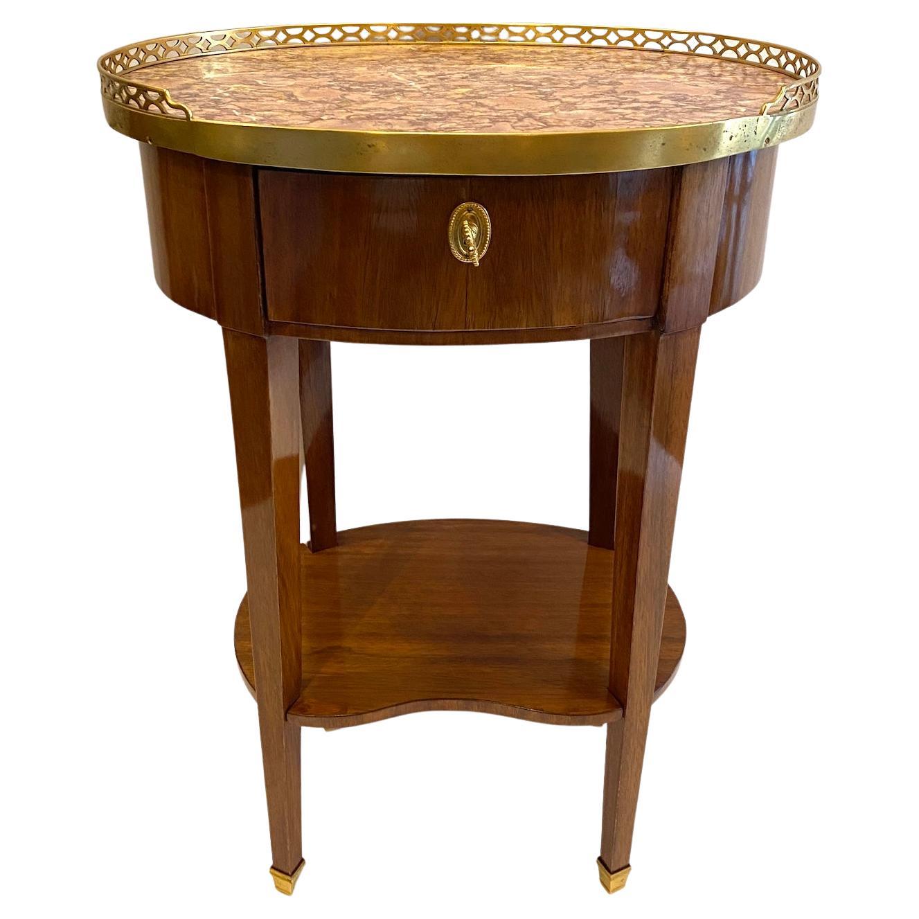 Ovaler Tisch mit Marmorplatte aus Nussbaum
