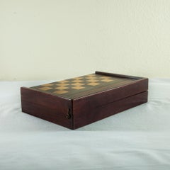 Walnut Marquetry Folding Game Box for Chess, Checkers, Backgammon, circa 1900
