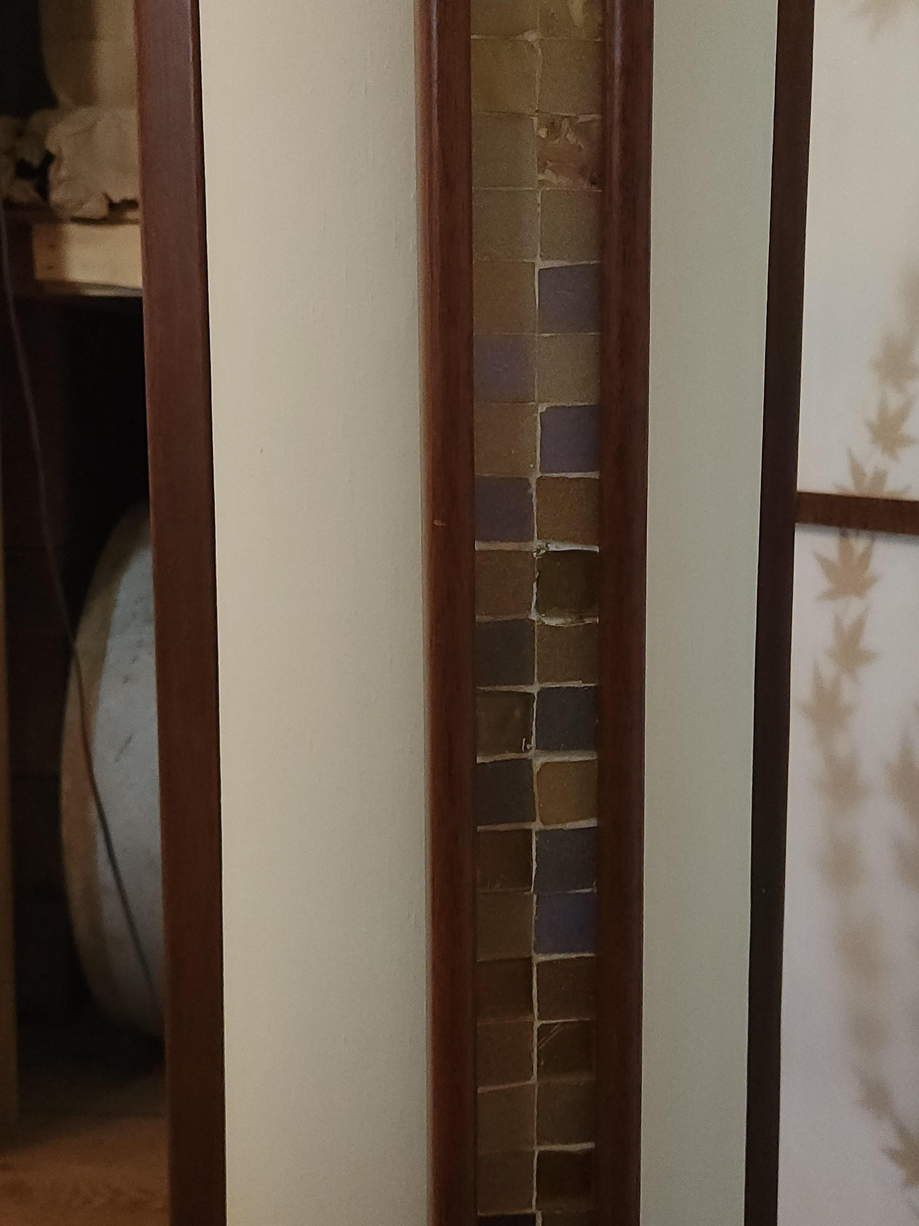 Walnut Martin Borenstein Cylindrical Lamp with Glass Tile Panels, circa 1952 For Sale 4