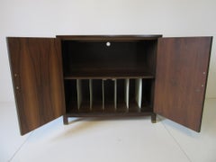 Walnut Media Stereo and Record Cabinet