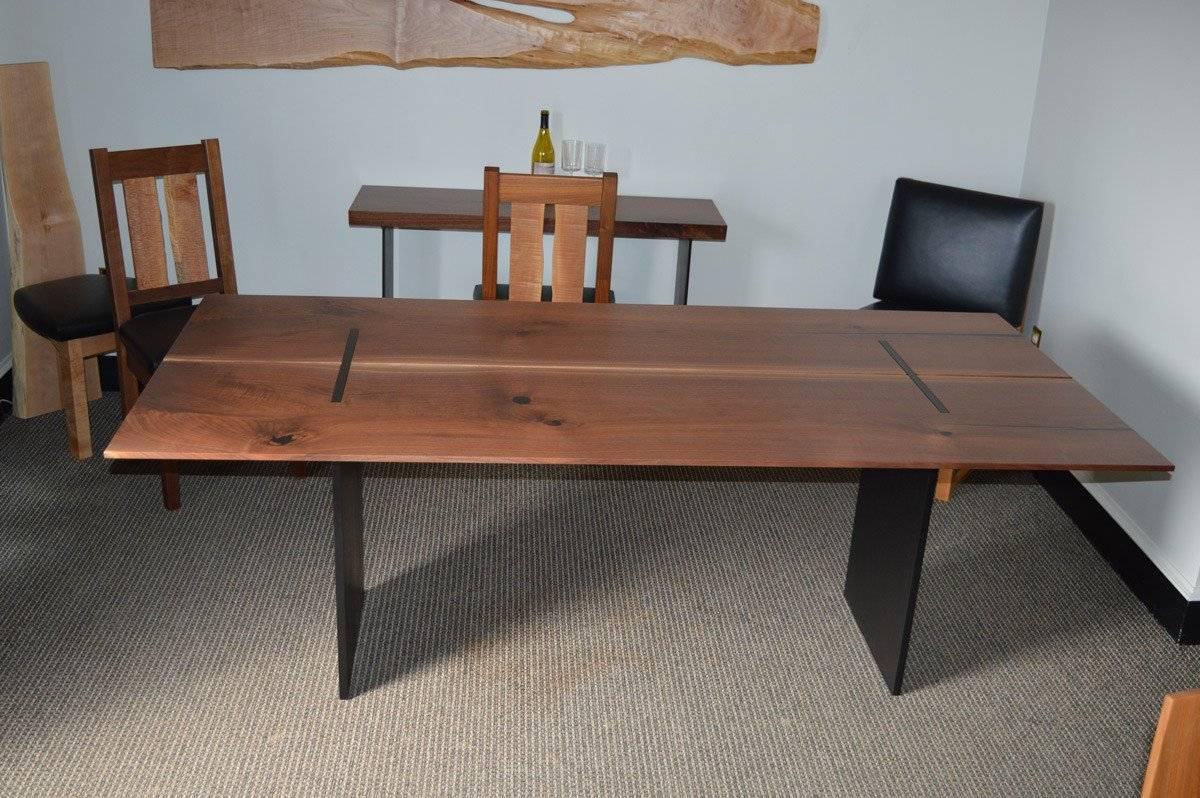 Canadian Walnut Metro Dining Table with Steel Base For Sale