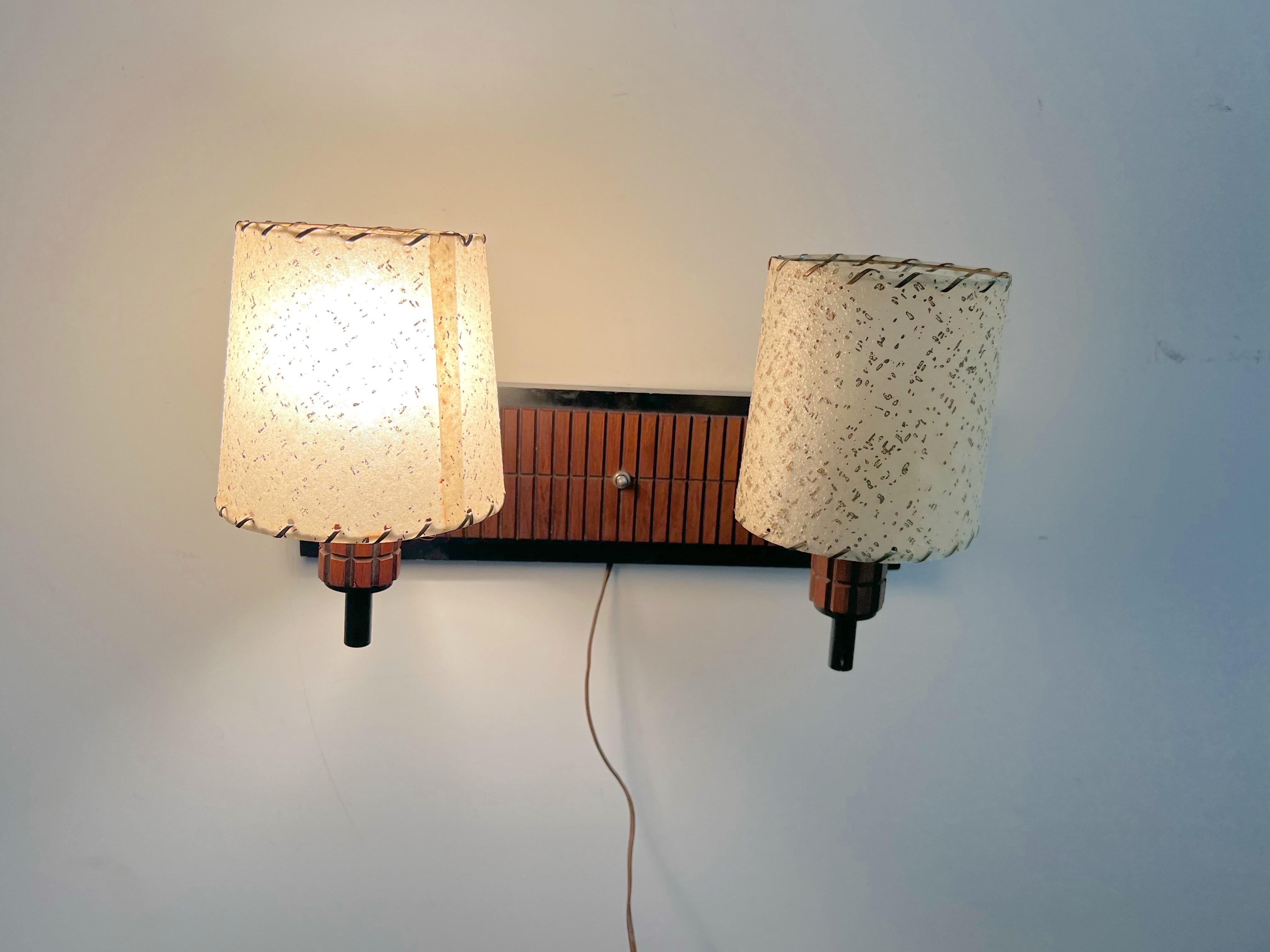 Mid-Century Modern Walnut Mid-Century Danish Modern Gruvewood Wall Light For Sale