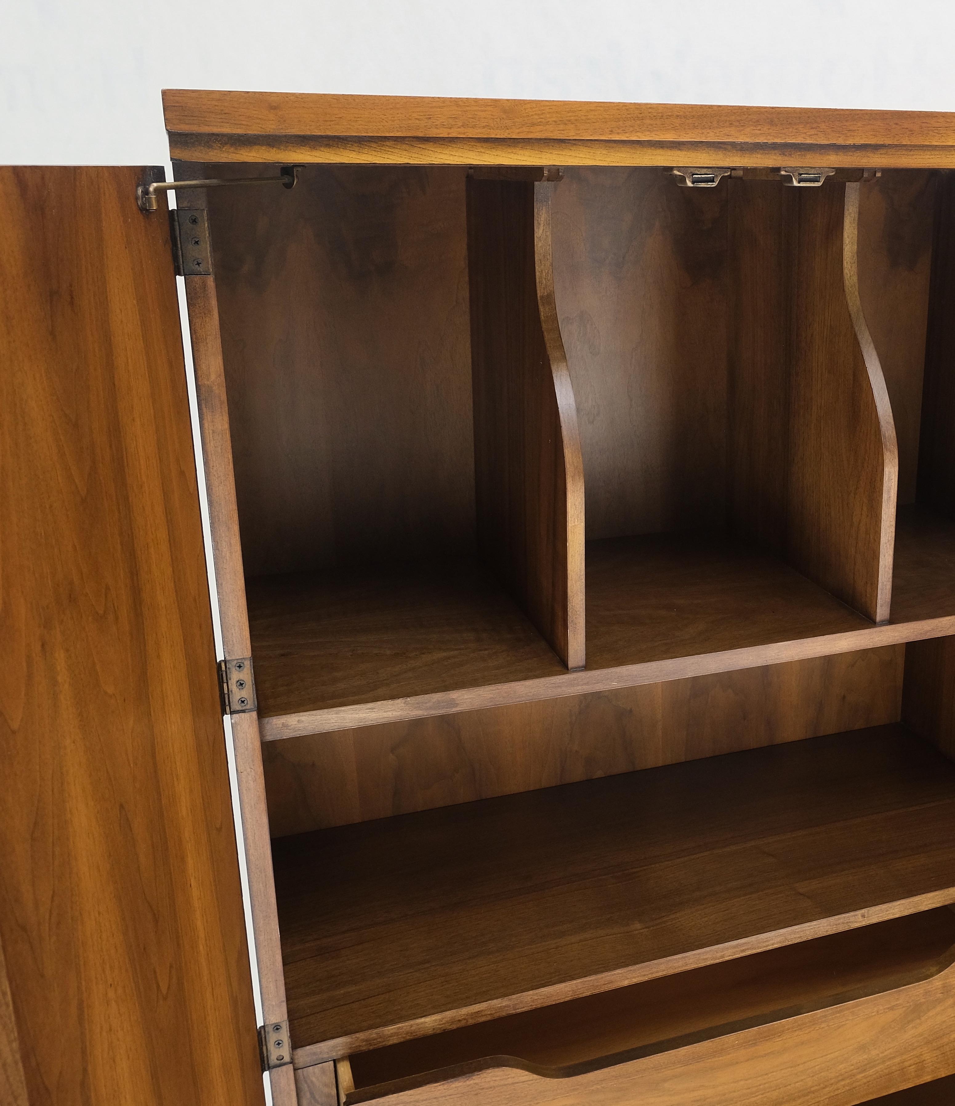 American Walnut Mid-Century Modern Highboy Chest Dresser Double Door Compartment  For Sale