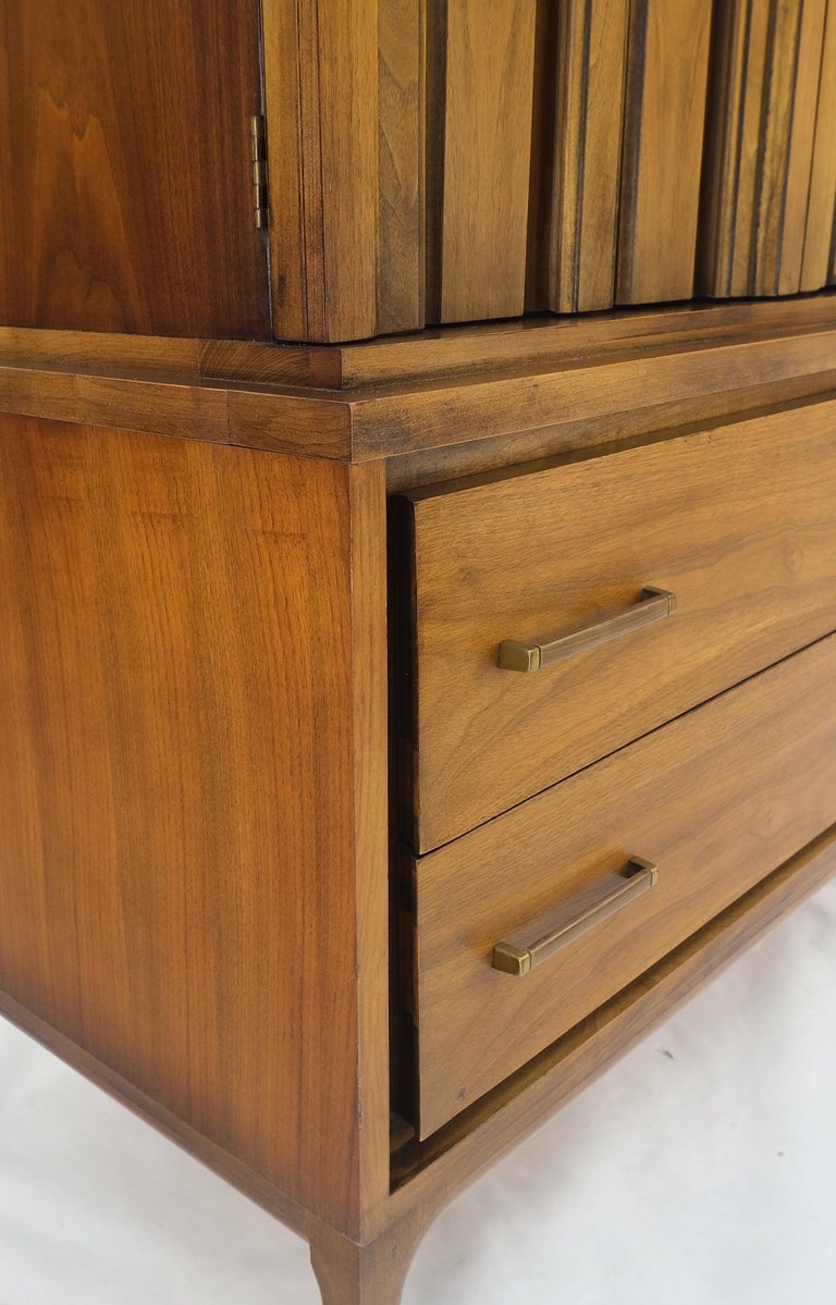 Walnut MidCentury Modern Highboy Chest Dresser Double Door Compartment