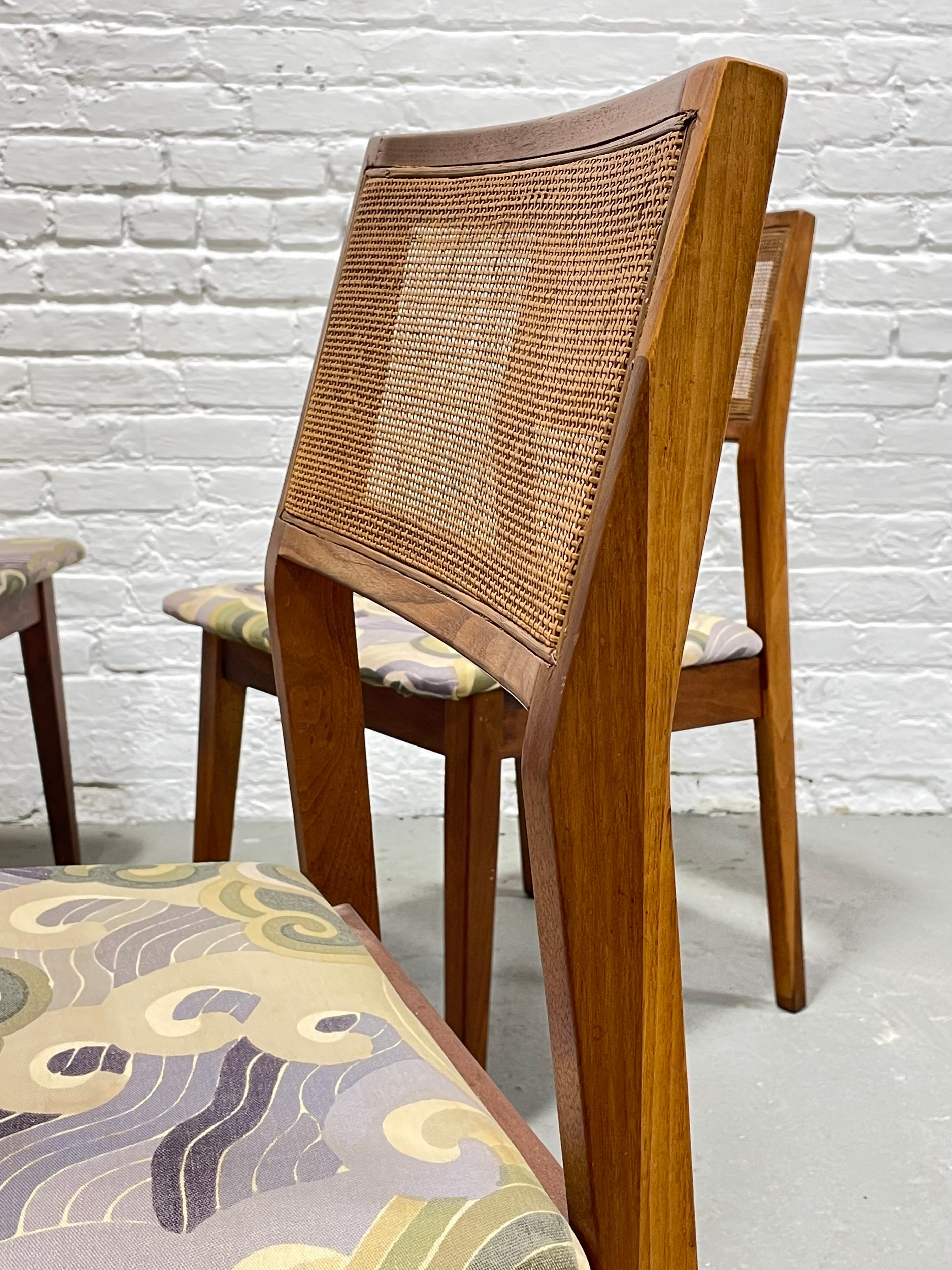 WALNUT Mid Century Modern CANED Dining CHAIRS, Set of Four For Sale 4