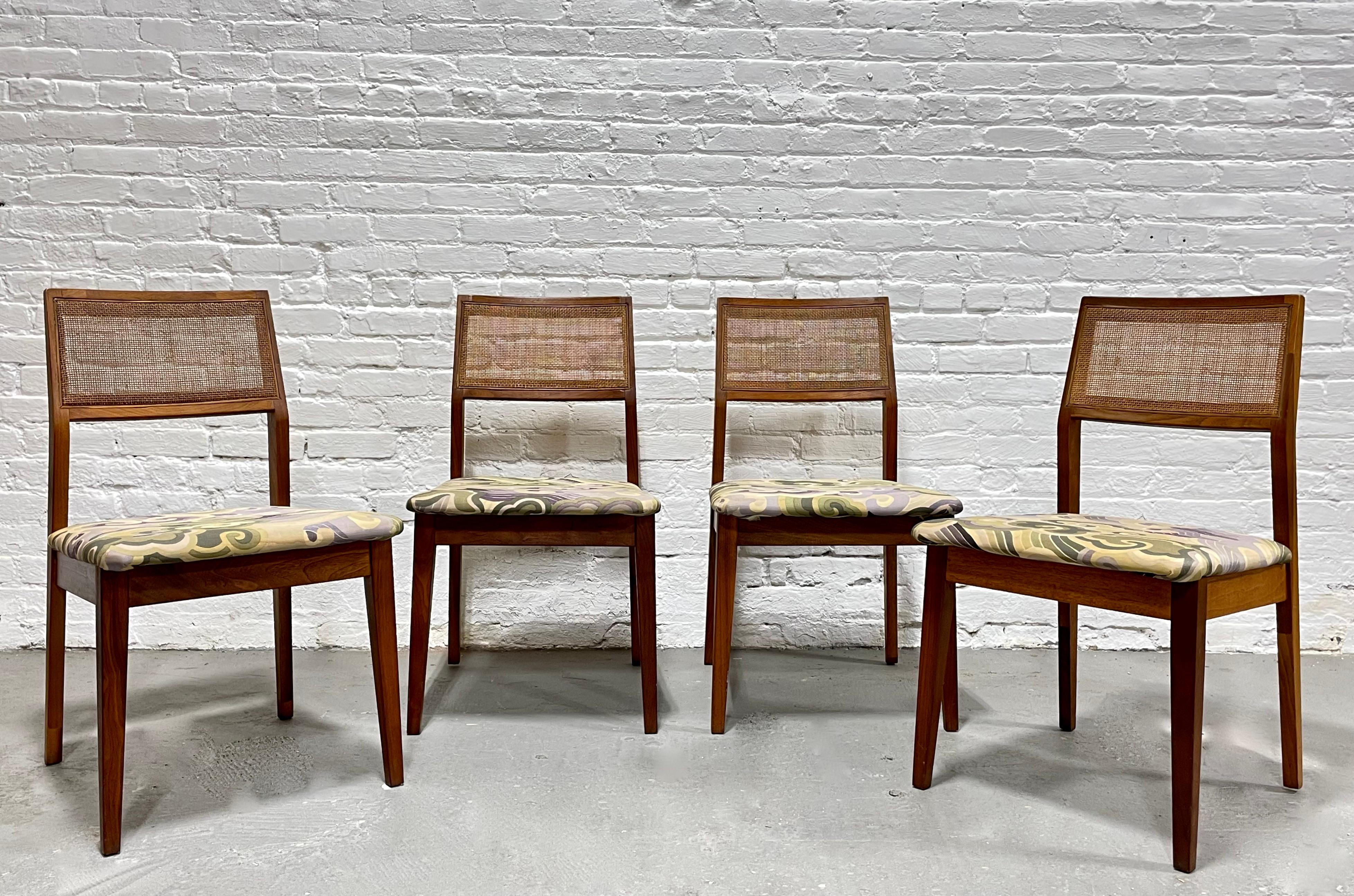 WALNUT Mid Century Modern CANED Dining CHAIRS, Set of Four For Sale 5
