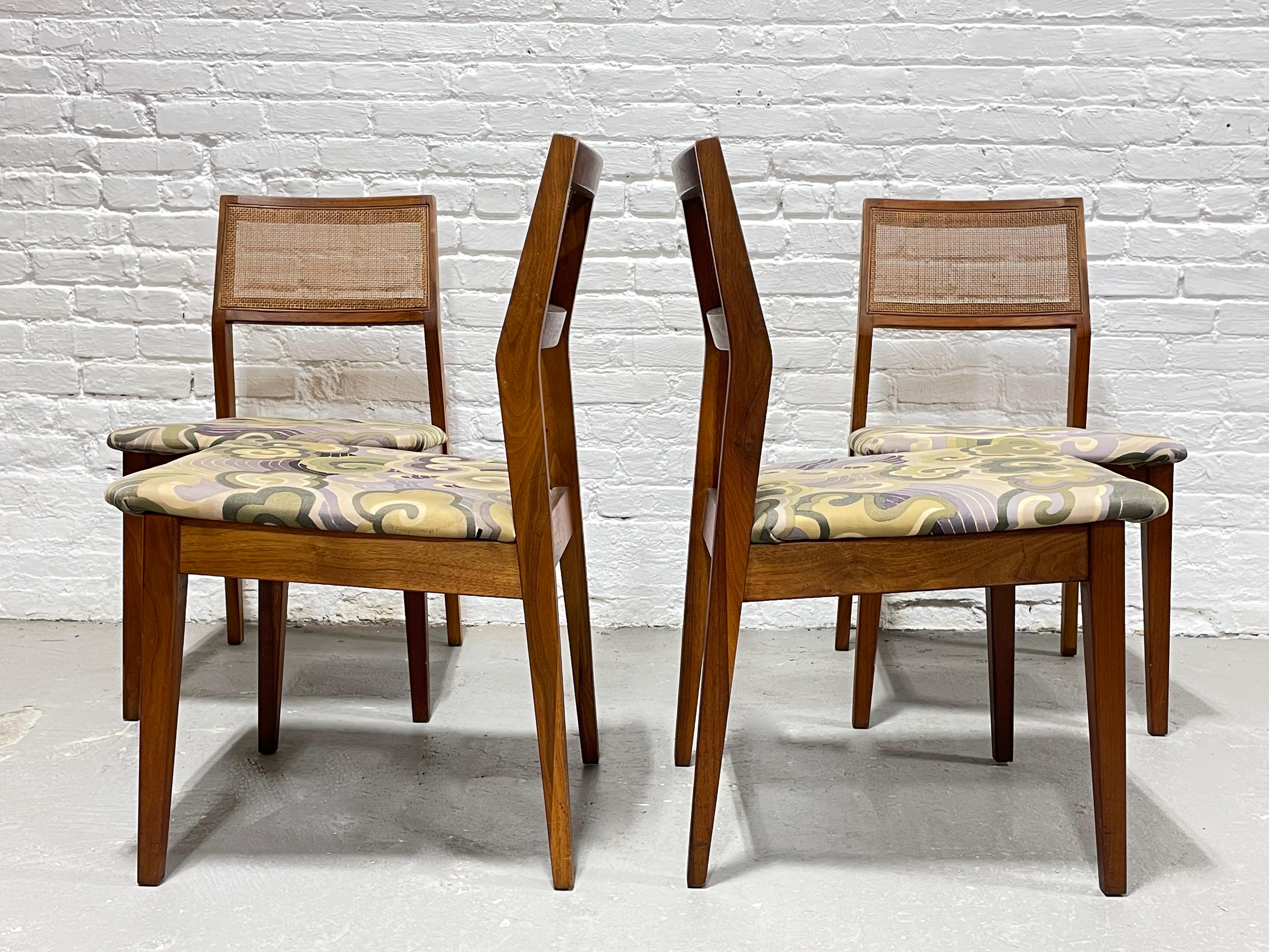 WALNUT Mid Century Modern CANED Dining CHAIRS, Set of Four 6