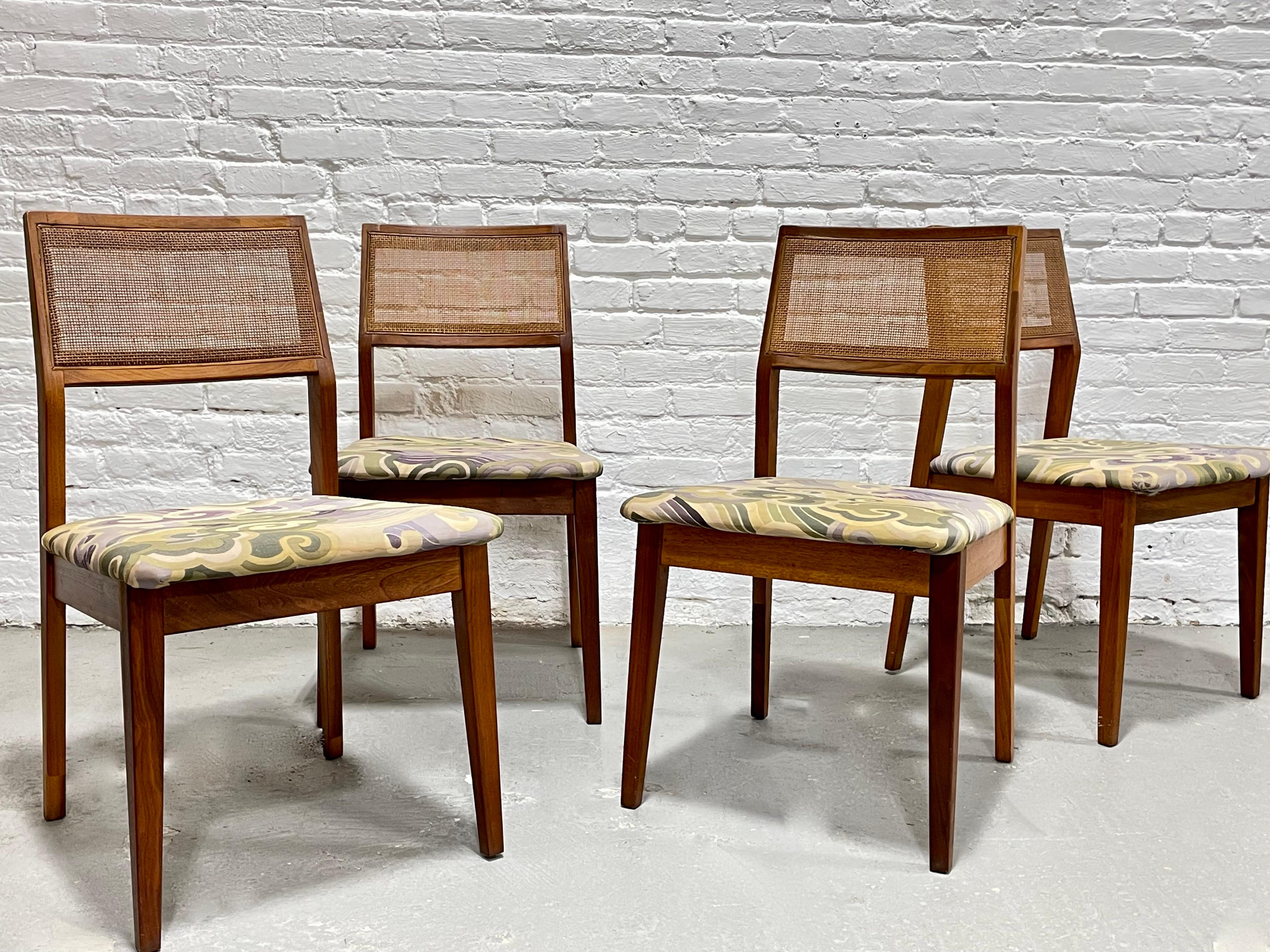 WALNUT Mid Century Modern CANED Dining CHAIRS, Set of Four For Sale 7