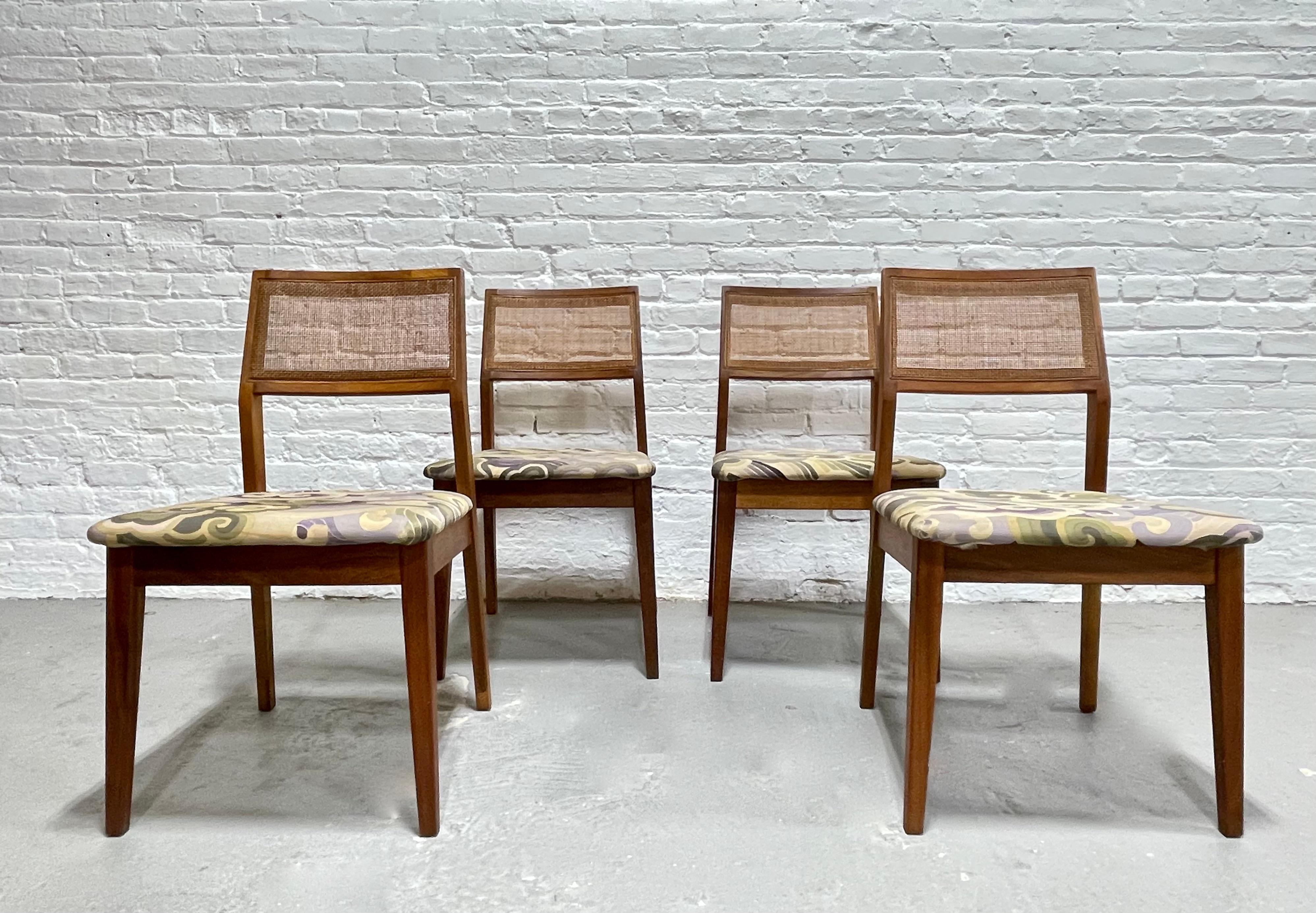WALNUT Mid Century Modern CANED Dining CHAIRS, Set of Four For Sale 9
