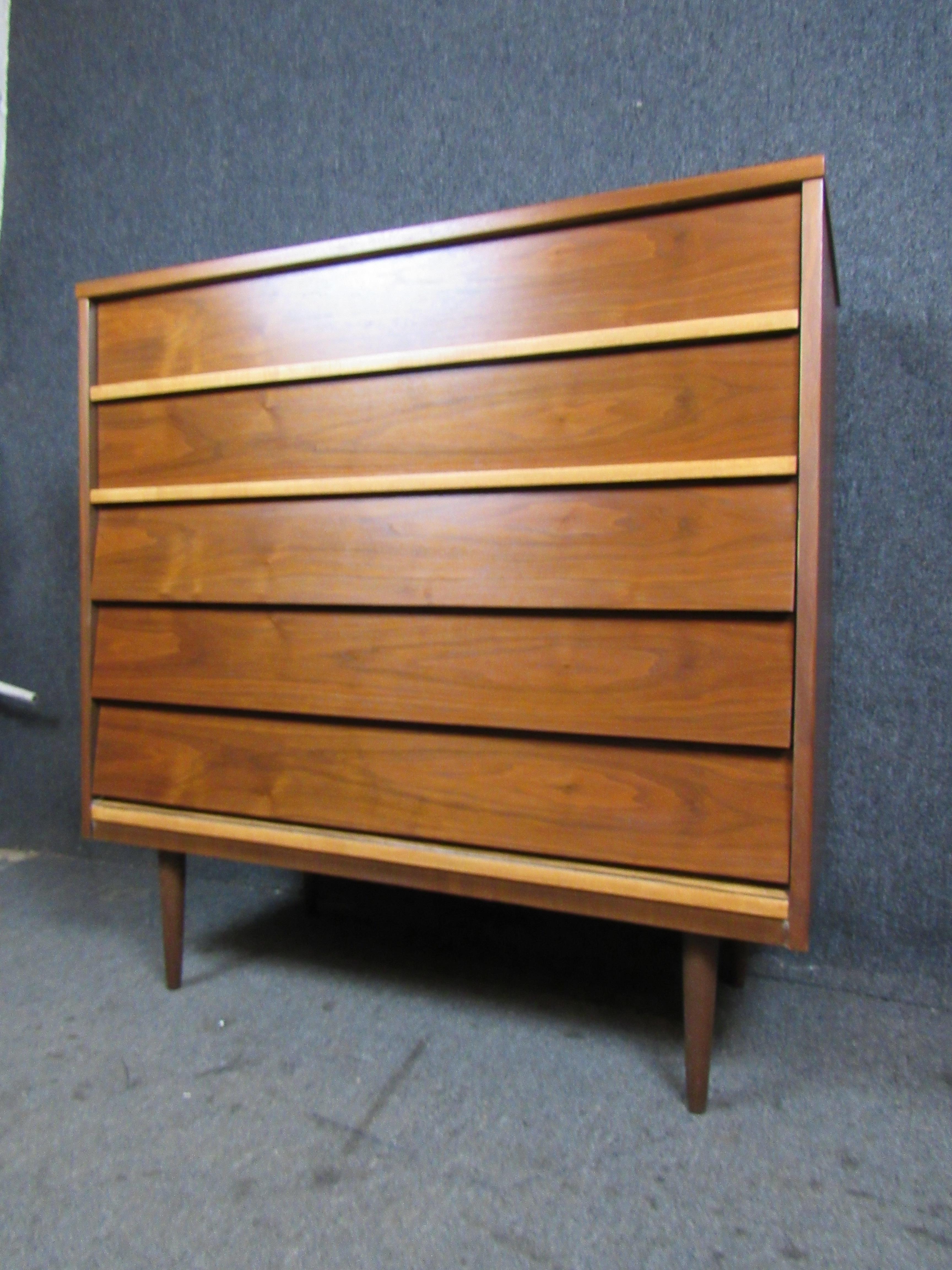 American Walnut Mid-Century Modern Dresser by Dixie