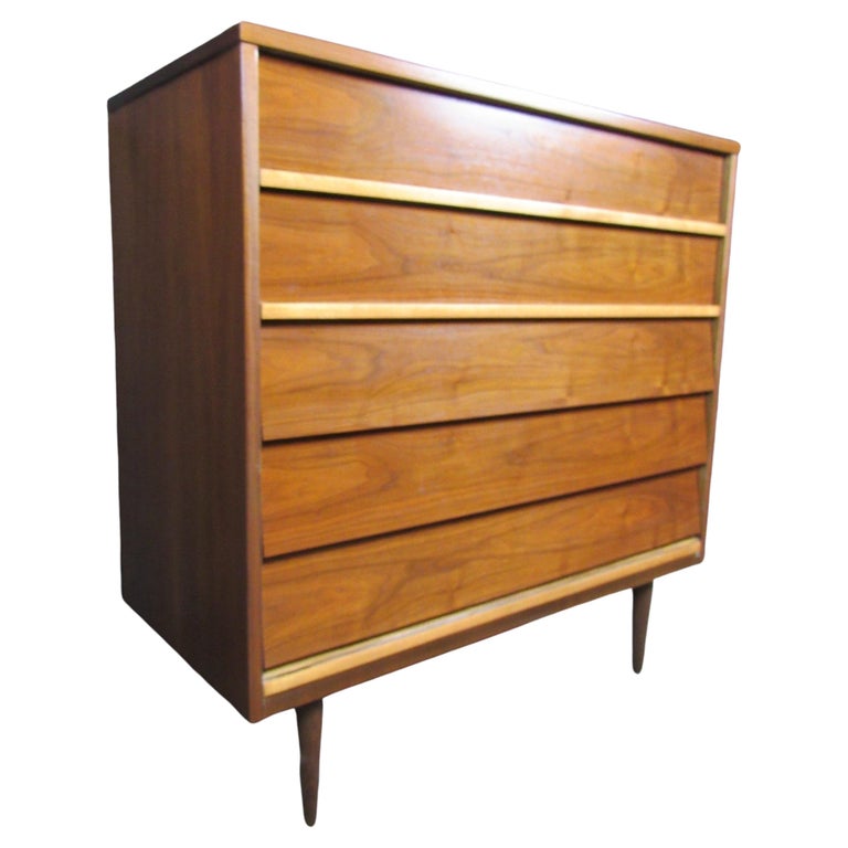 Walnut MidCentury Modern Dresser by Dixie For Sale at 1stDibs