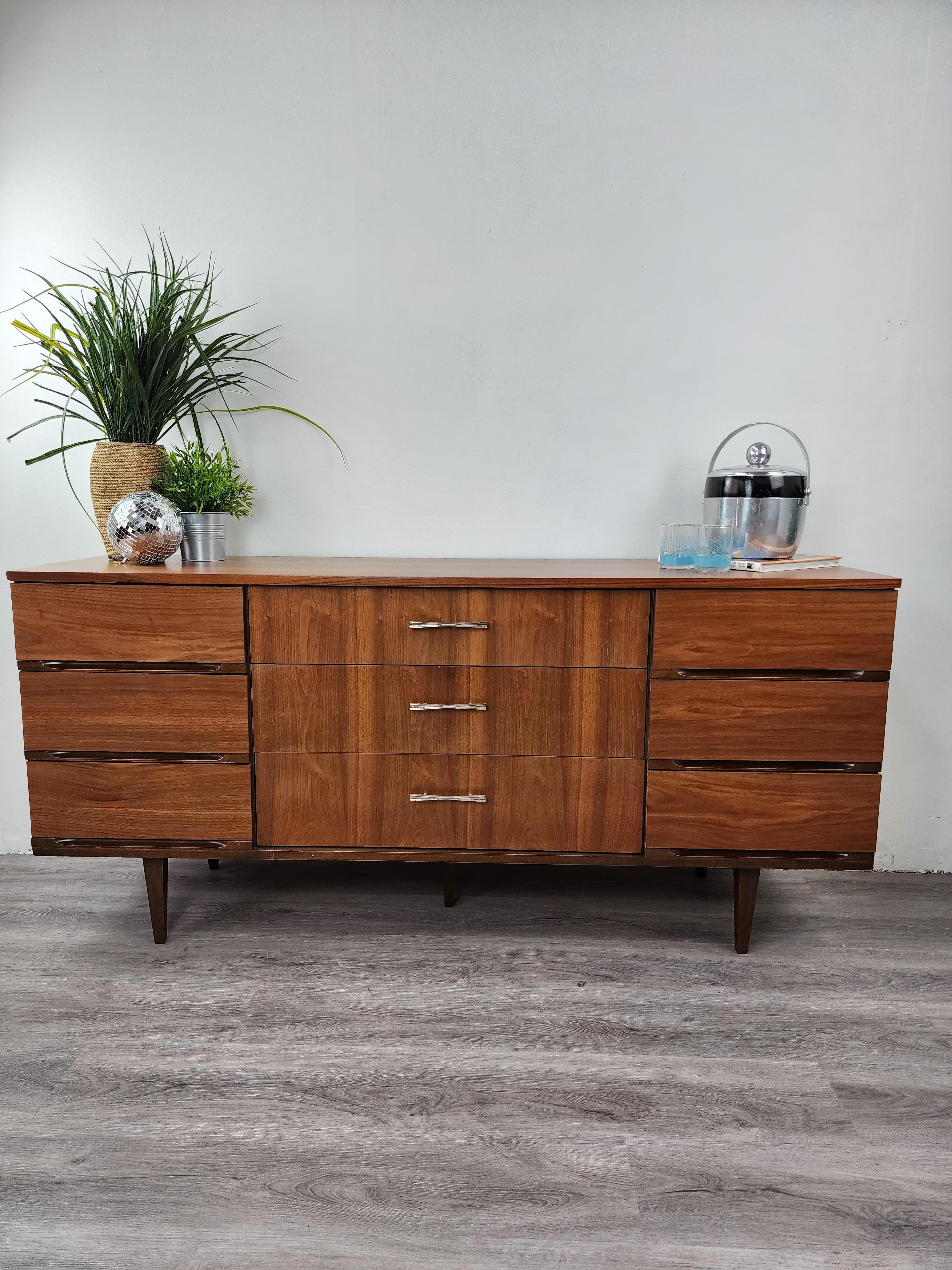 Walnut Mid-century Modern Dresser by Harmony House 1