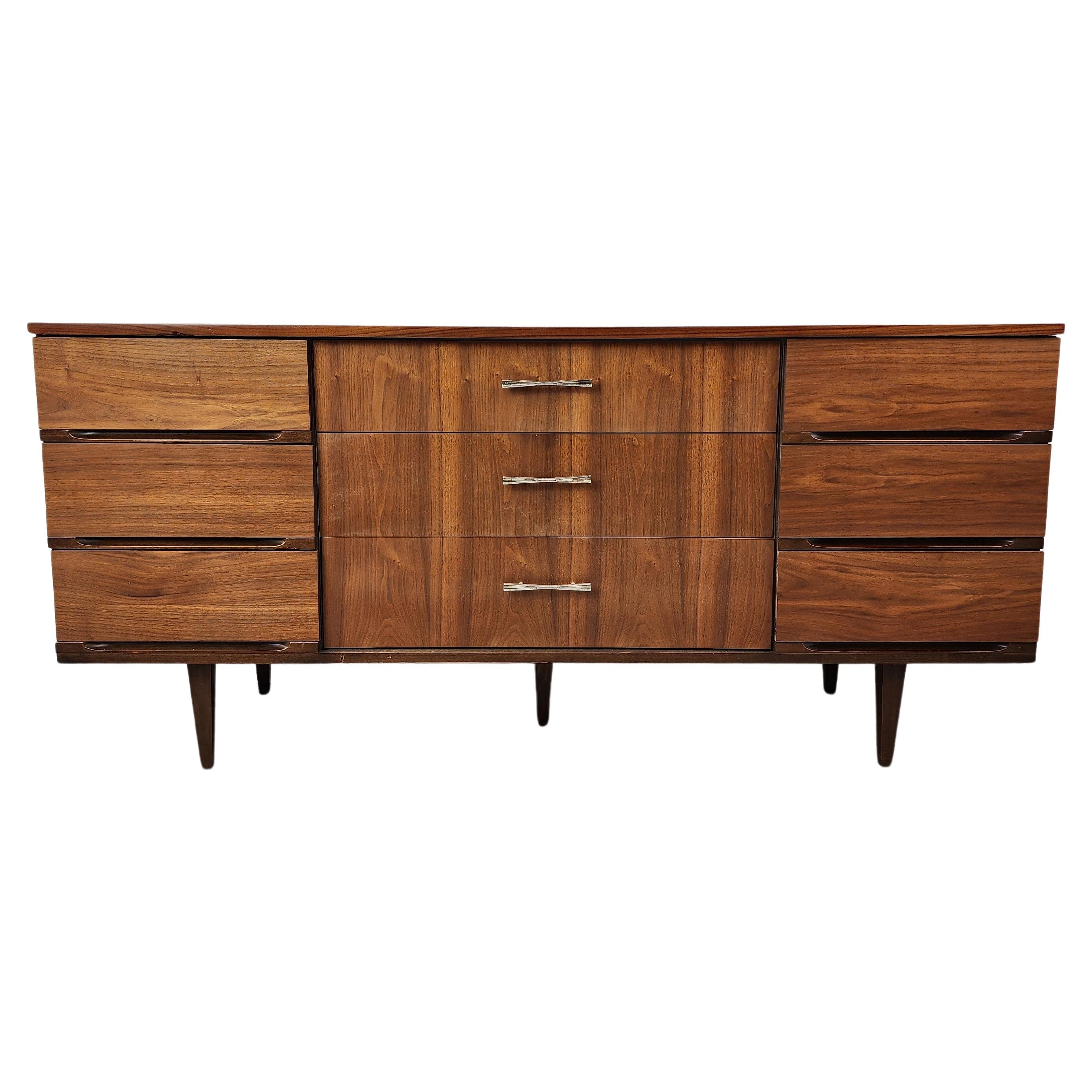 Walnut Mid-century Modern Dresser by Harmony House