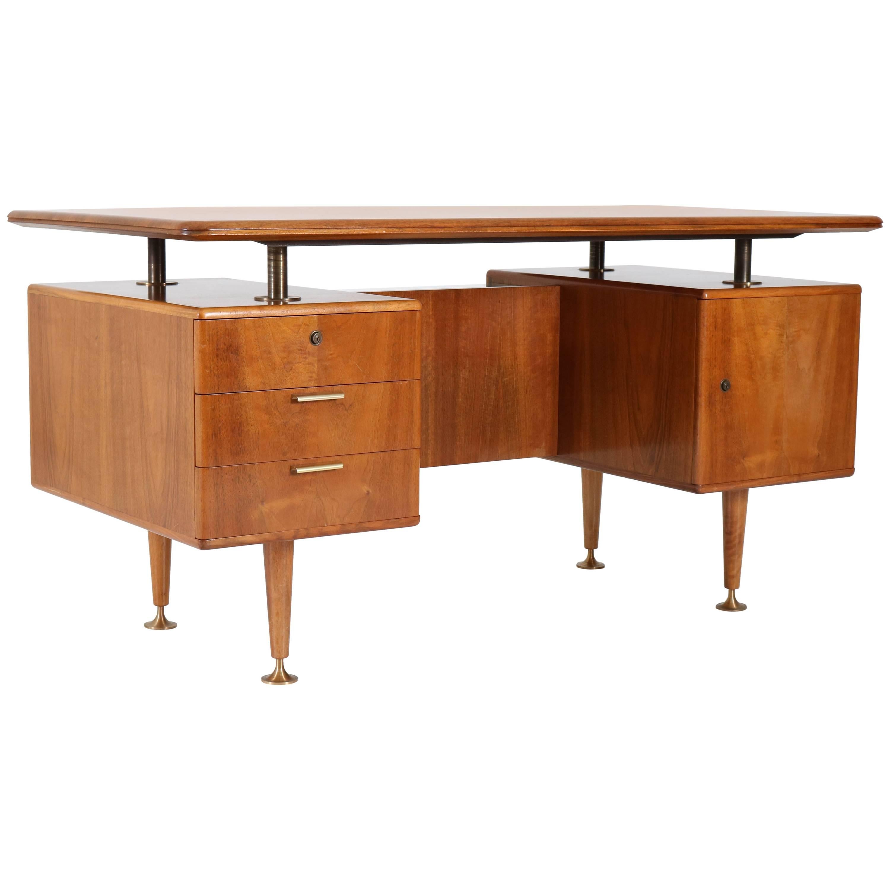 Walnut Mid-Century Modern Floating Top Desk by A.A.Patijn for Poly-Z, 1960s