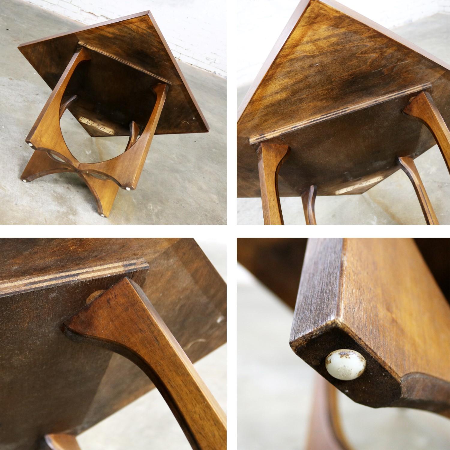 Walnut Mid Century Modern Square Side Table Lamp Table 6150-05 Broyhill Brasilia 12