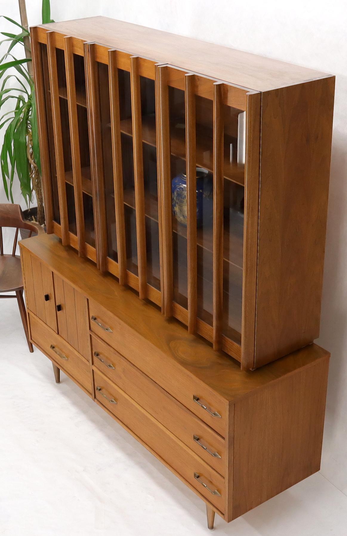 mid century modern hutch with glass doors