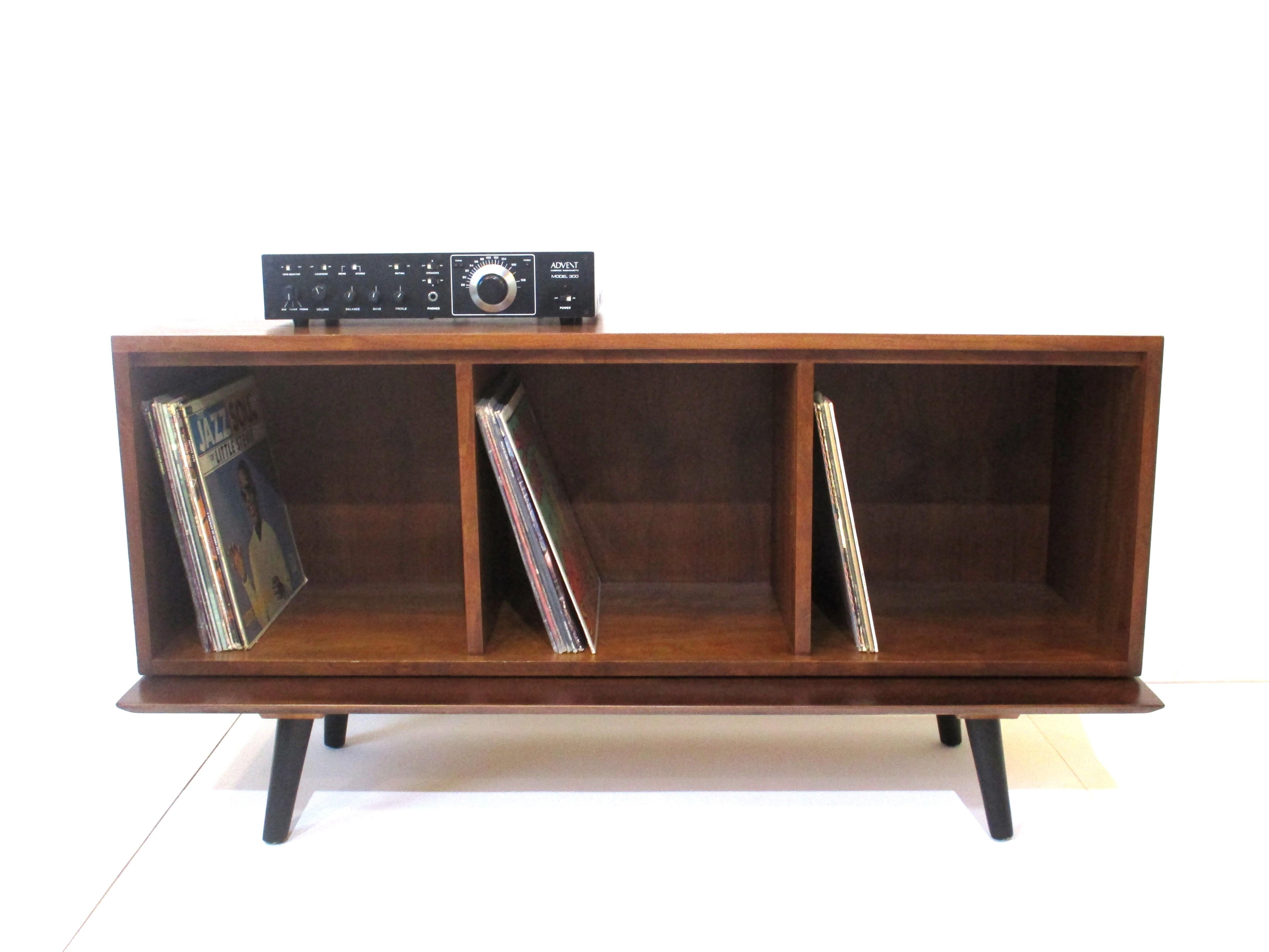 Wood Walnut Midcentury Stereo / Record Cabinet in the Style of McCobb