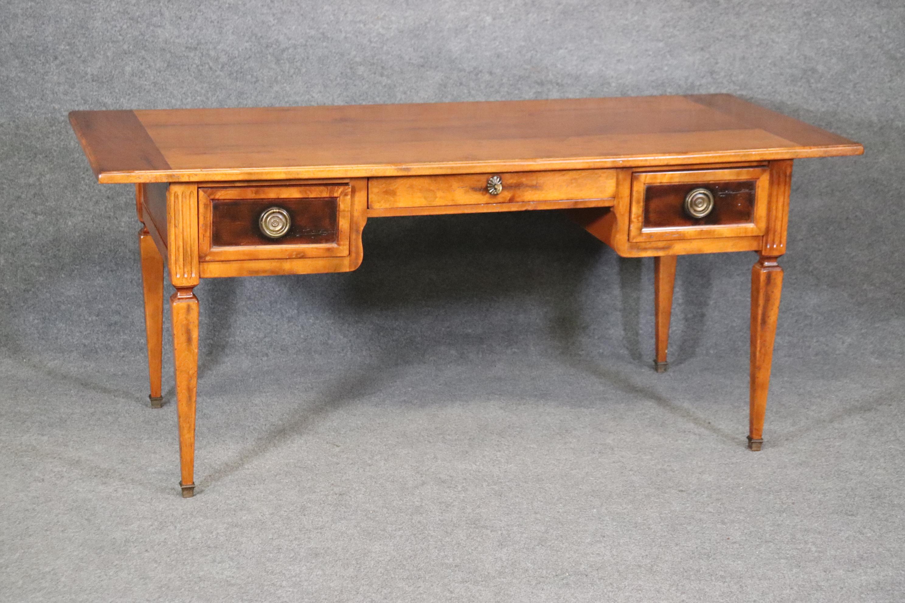 French Provincial Walnut Milling Road by Baker Furniture Italian Provincial Writing Table Desk 