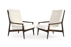 Walnut Milo Baughman, Archie Lounge Chairs, 1950s
