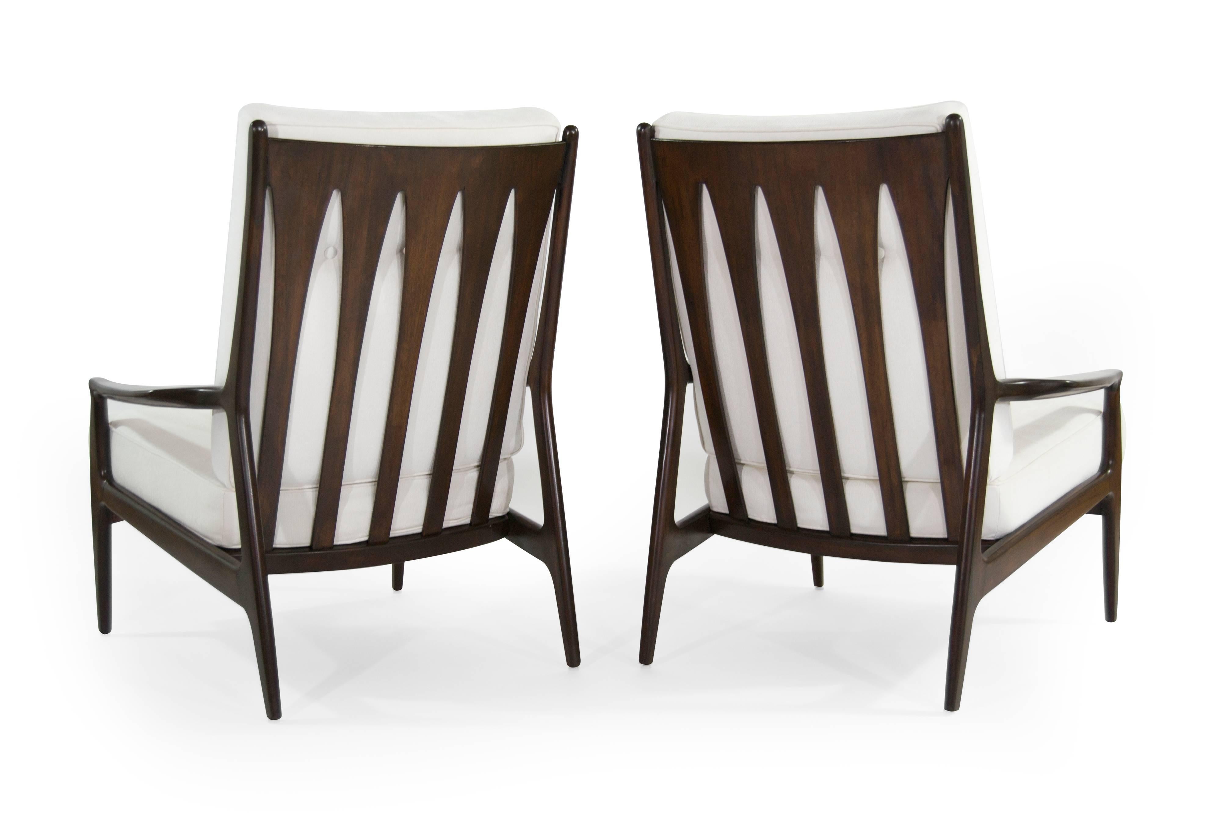 Mid-Century Modern Walnut Milo Baughman, Archie Lounge Chairs, 1950s