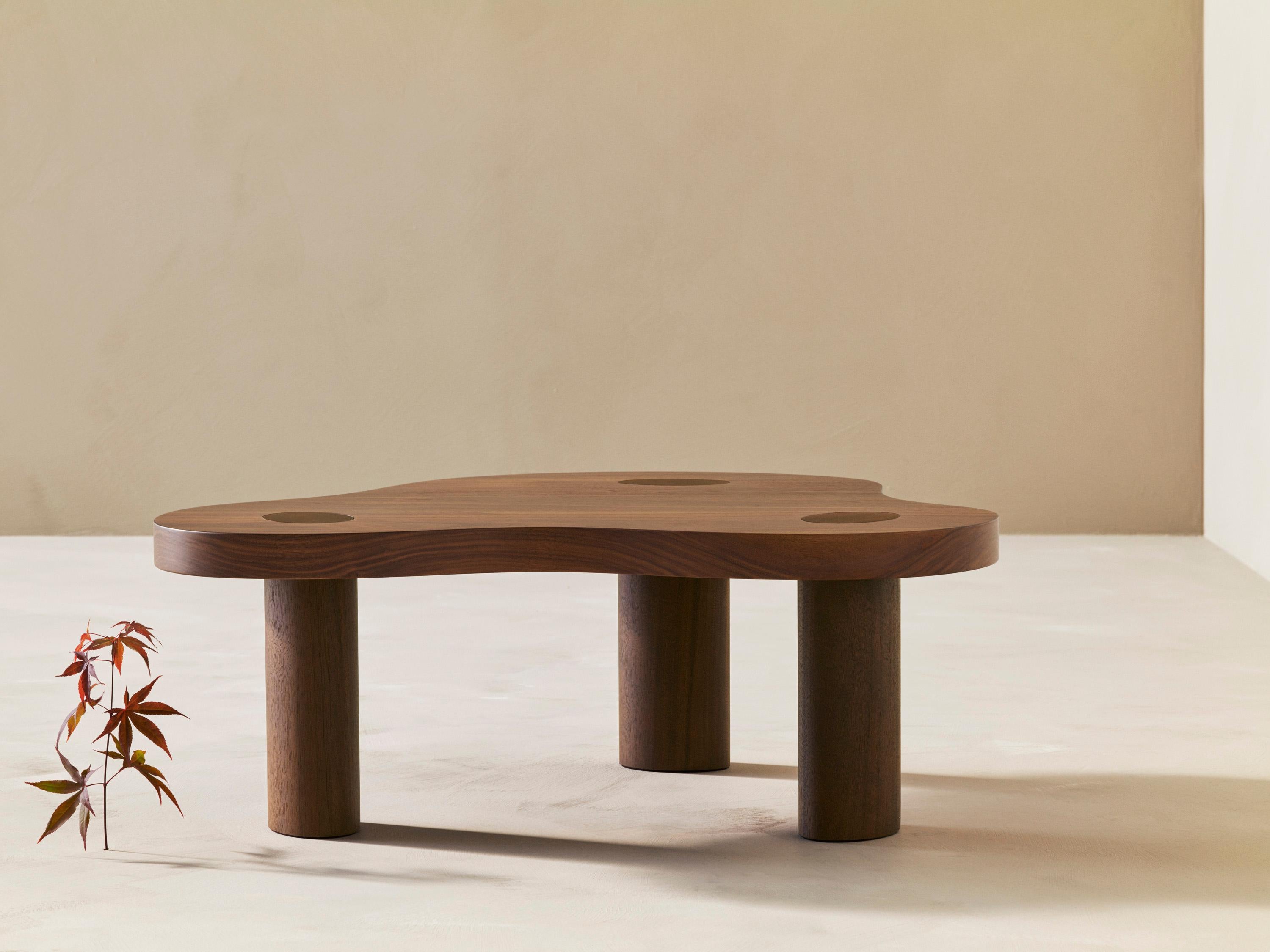 Walnut Mini Cloud Table by Veermakers
Dimensions: W 80 x D 70 x H 30 cm. 
Materials: Walnut Classic with a satin clear coat / Walnut Rich legs.

About: After years of successful collaboration on luxury interior design projects, Louise Liljencrantz