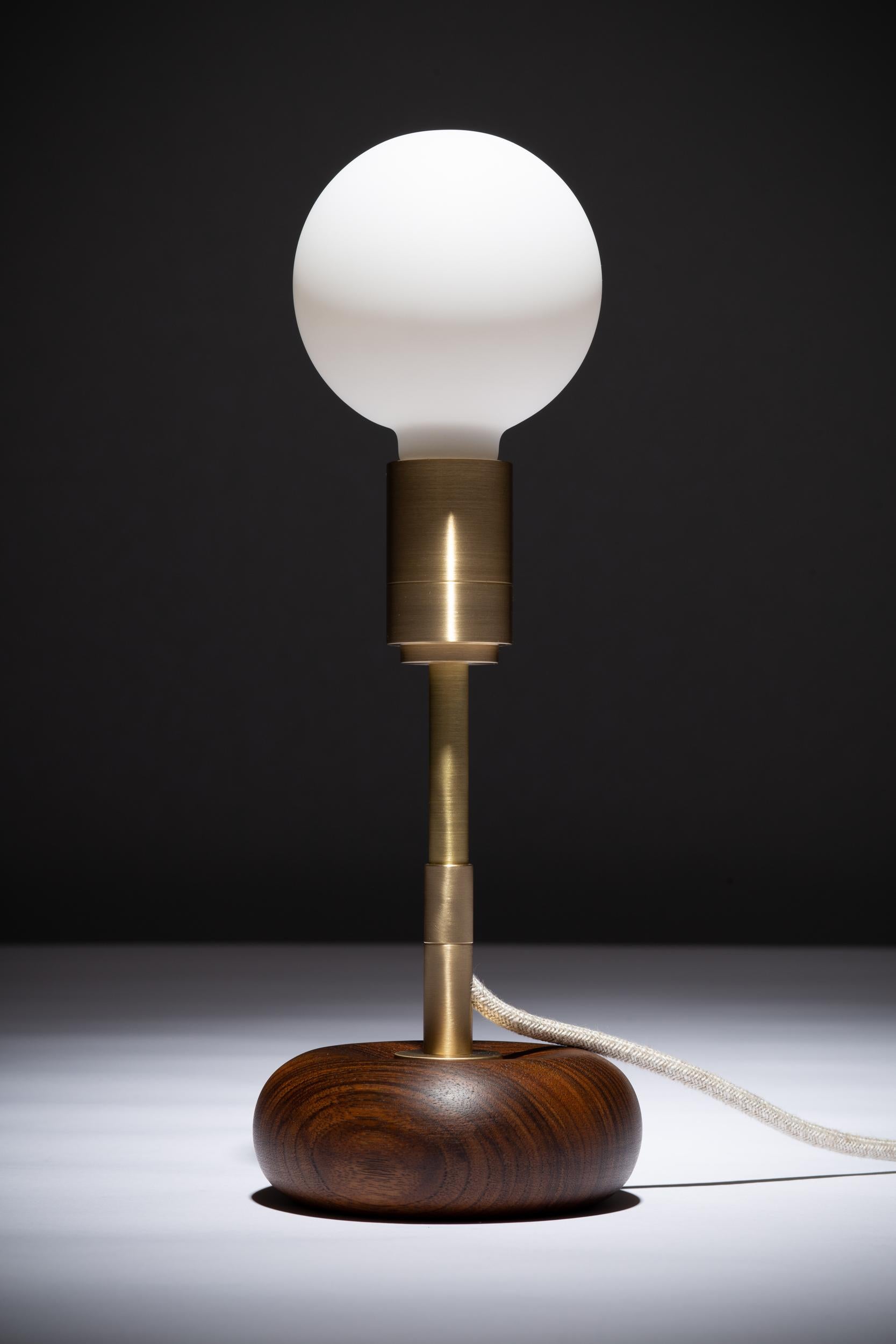 Walnut Mini Pebble Disc Sphere Table Lamp by Lights of London For Sale 5
