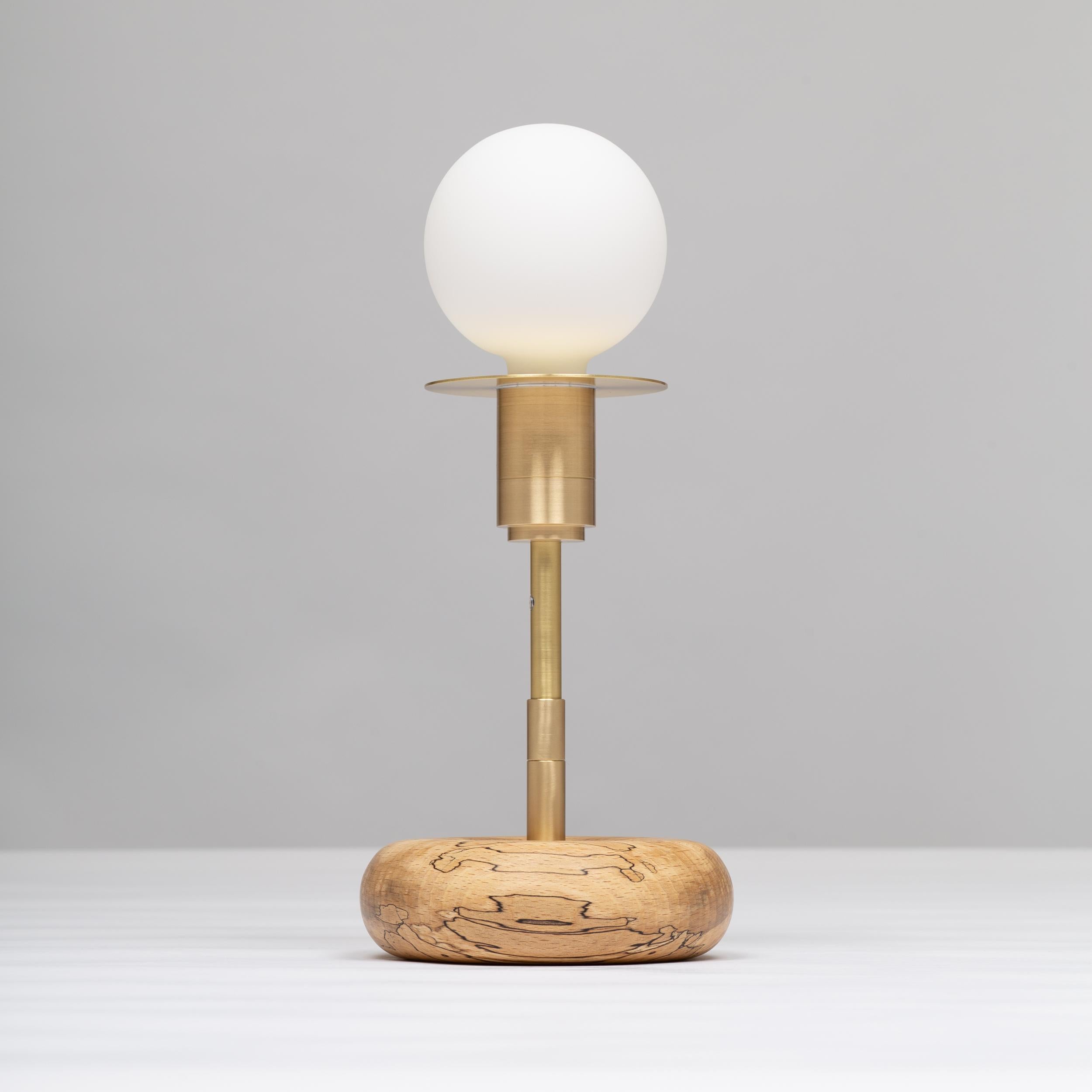 Walnut Mini Pebble Disc Sphere Table Lamp by Lights of London For Sale 9