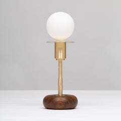 Walnut Mini Pebble Disc Sphere Table Lamp by Lights of London