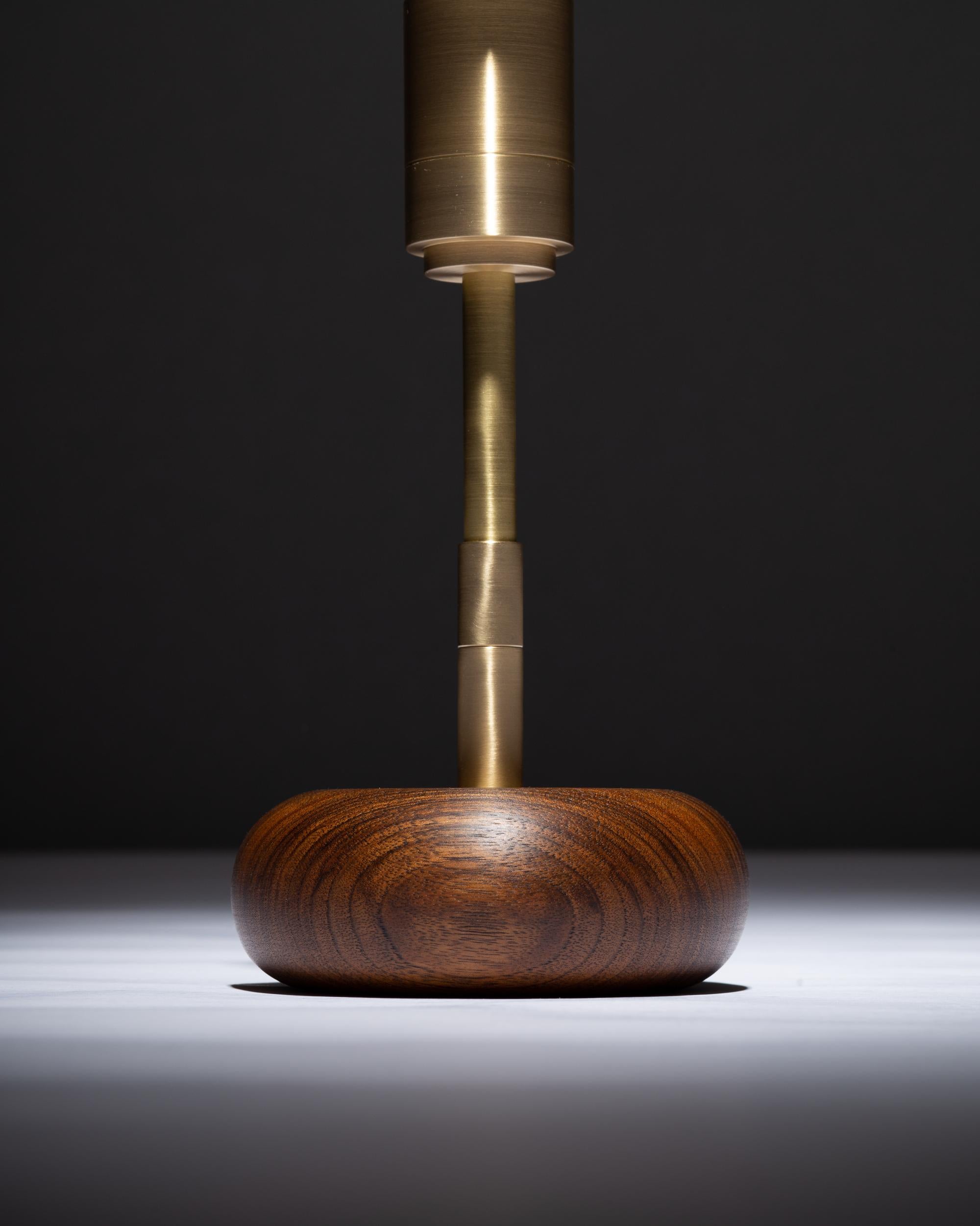 Contemporary Walnut Mini Pebble Disc Sphere Table Lamp by Lights of London For Sale