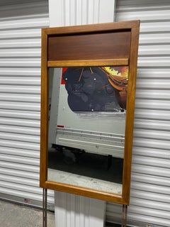 Walnut Wall Mirror, Late 20th Century, American Design, 48" Height