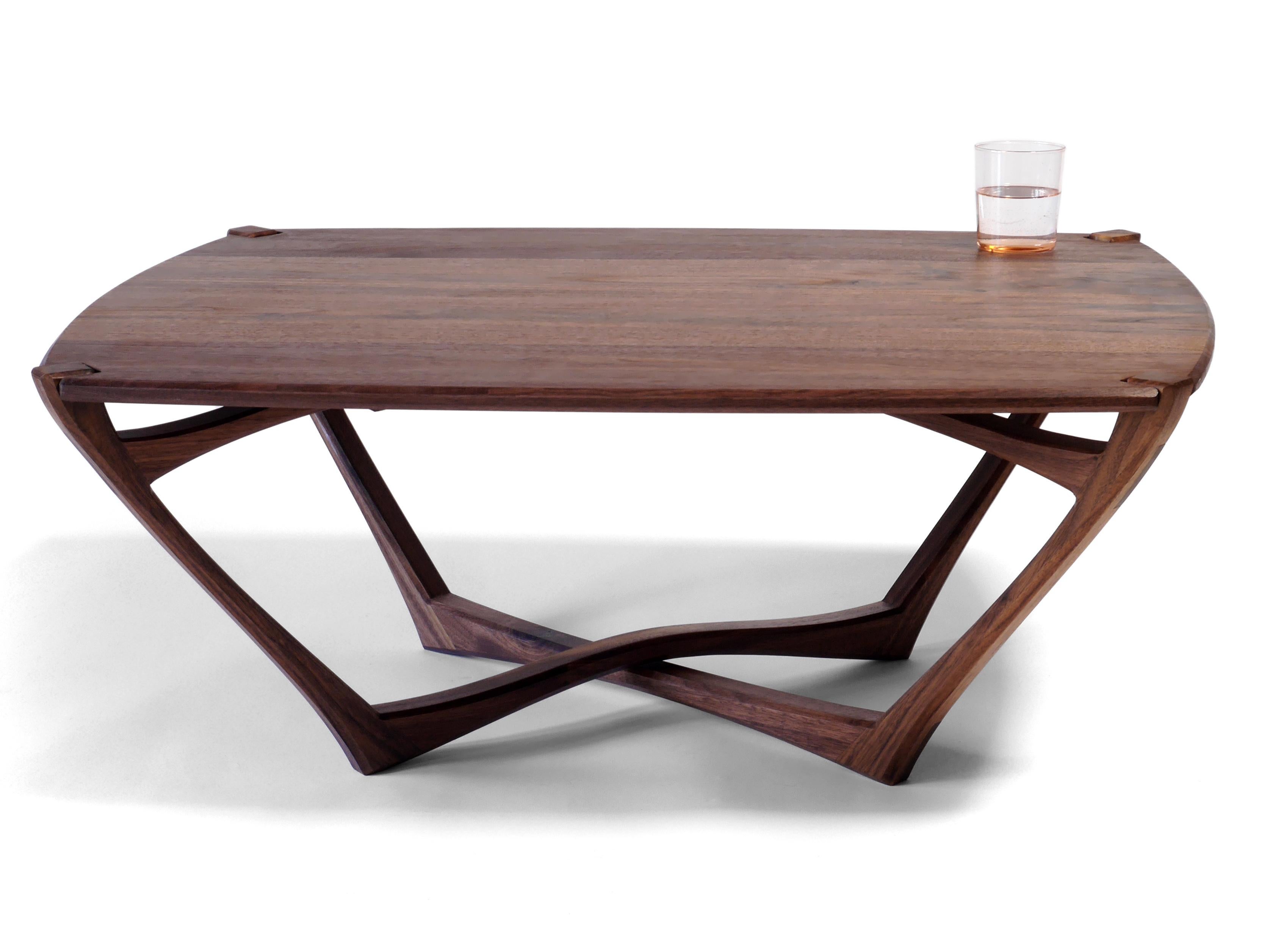 Hand-Crafted Walnut Mistral Coffee Table, Modern Sculptural Living Room Table by Arid For Sale