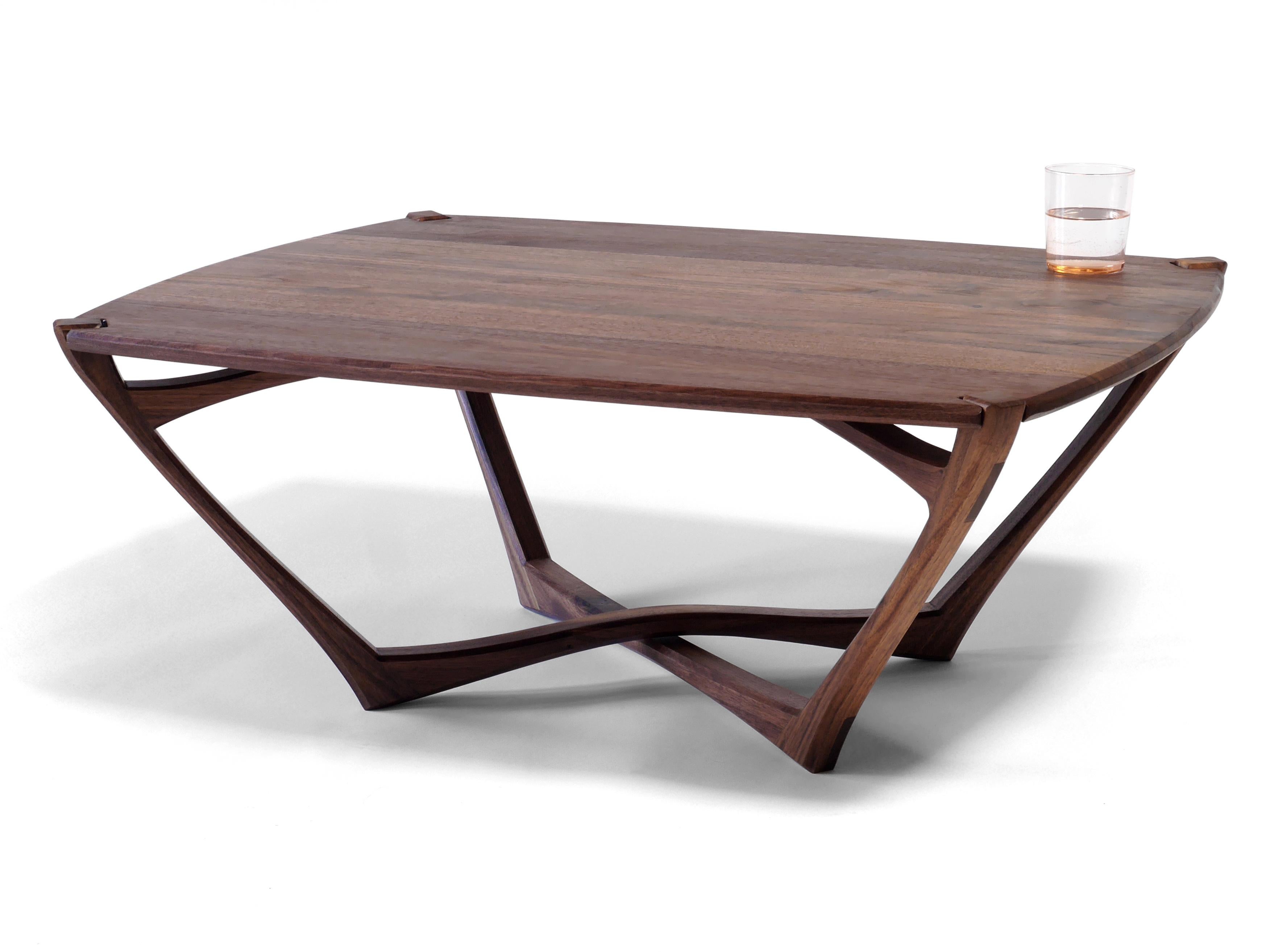 Contemporary Walnut Mistral Coffee Table, Modern Sculptural Living Room Table by Arid For Sale