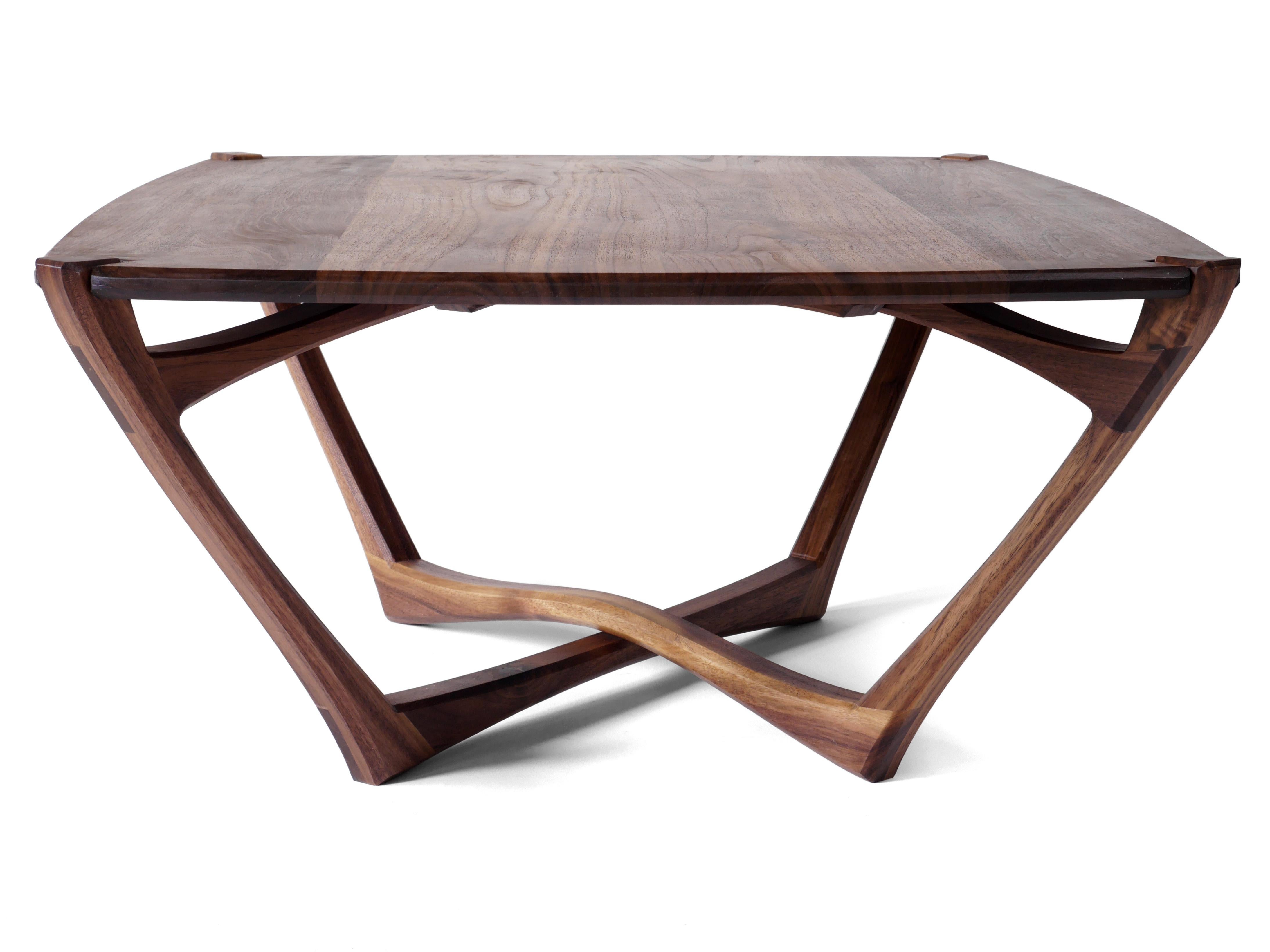 Hardwood Walnut Mistral Coffee Table, Modern Sculptural Living Room Table by Arid For Sale