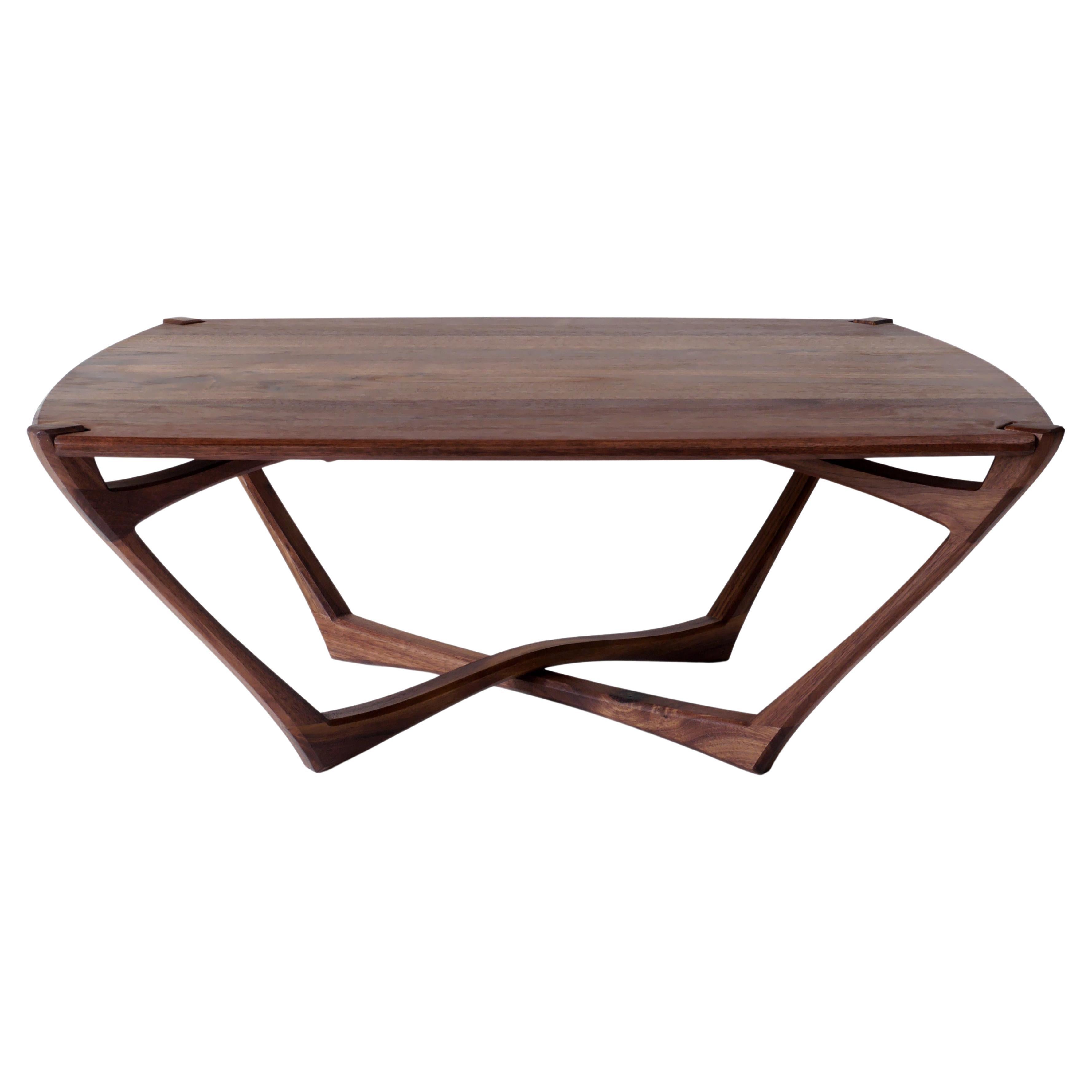 Walnut Mistral Coffee Table, Modern Sculptural Living Room Table by Arid For Sale