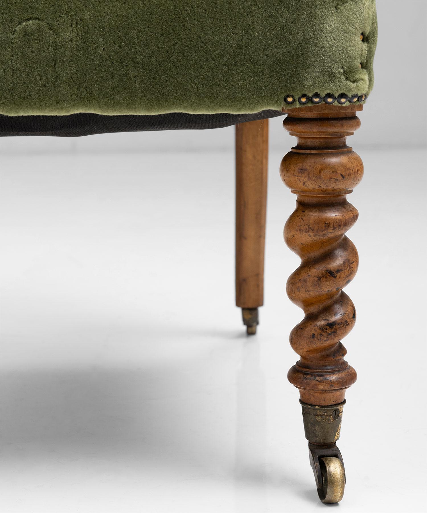 Walnut & Mohair Desk Chair by Hindley & Sons, England circa 1830 4
