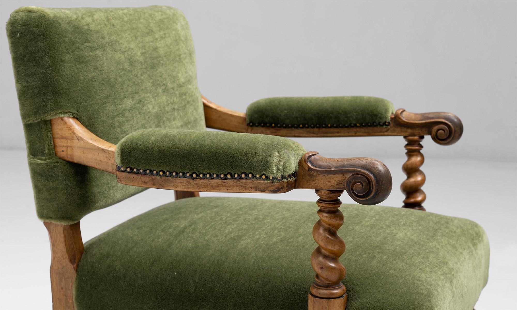 Walnut & Mohair Desk Chair by Hindley & Sons, England circa 1830 6