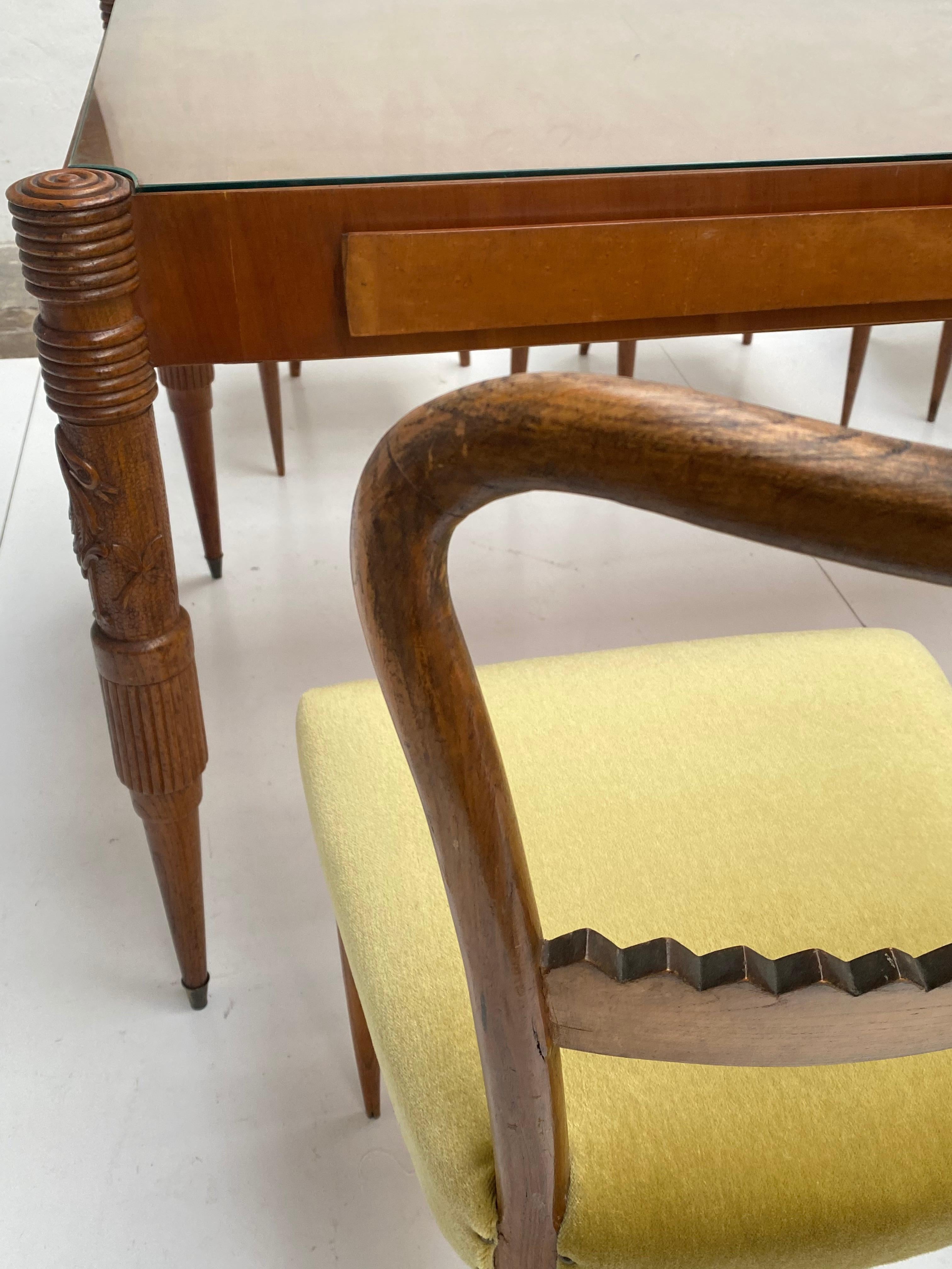 Walnut & Mohair Dining Set by Pier Luigi Colli for Fratelli Marelli, Italy, 1950 For Sale 4