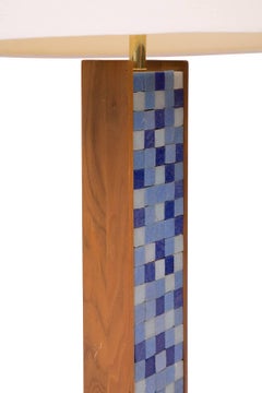Mosaic Tile 1950s Lamp with Solid Walnut Base