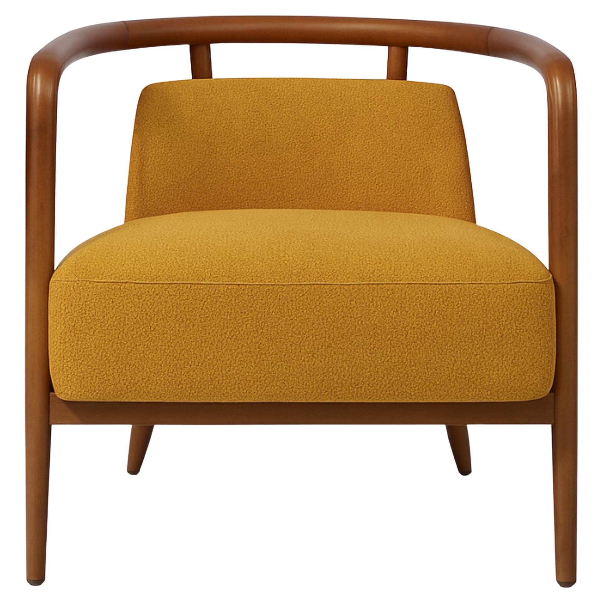 Walnut, Mustard Brown Modern Essex Armchair For Sale