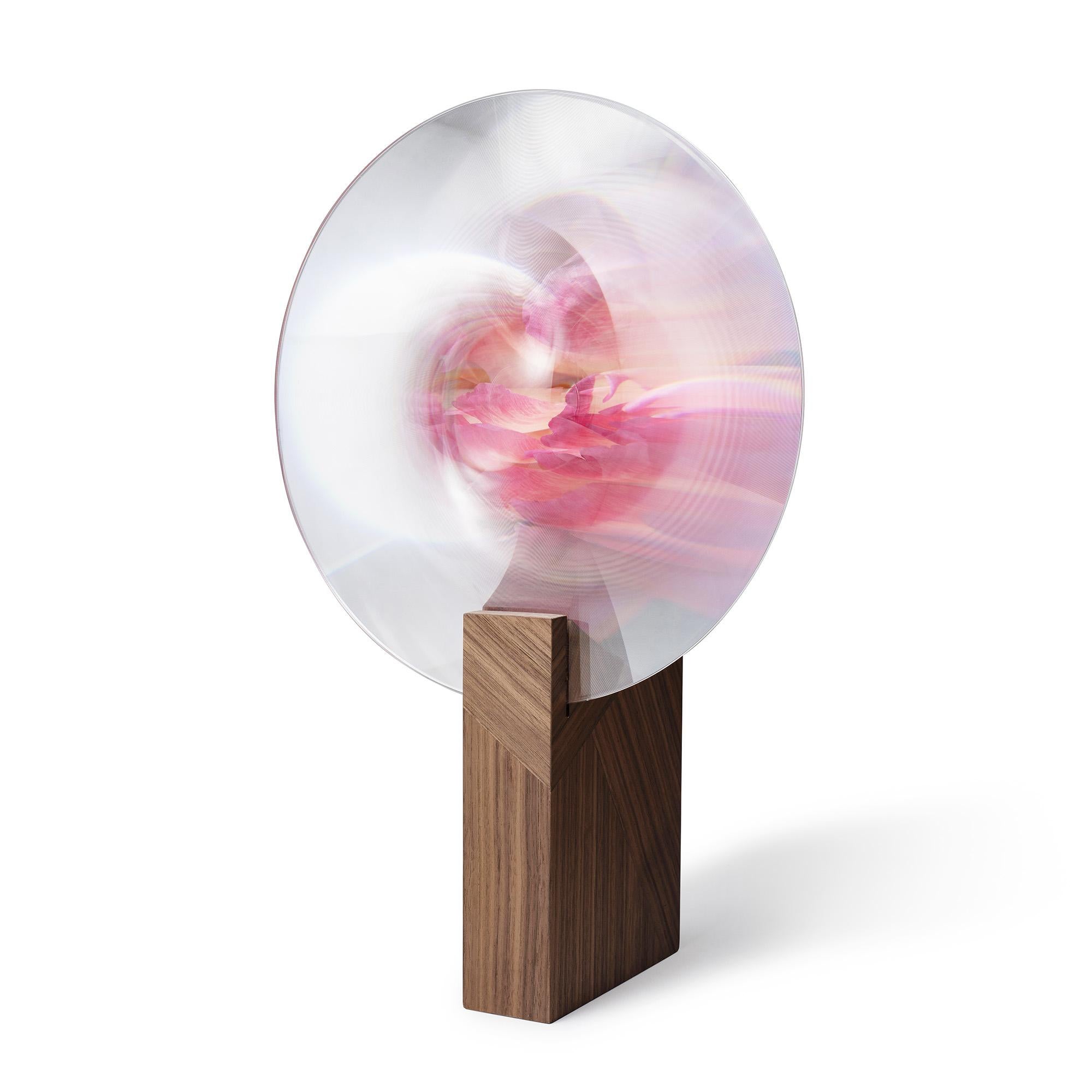 Walnut Narcisse vase by Najma Temsoury
Dimensions: D 16.6 x W 30 x H 45 cm 
Materials: Solid wood with veneer, stainless steel tube, the lens in PMMA with diameter 300 mm.
Also available in colors: Walnut, oak, black. 


The myth of Narcissus