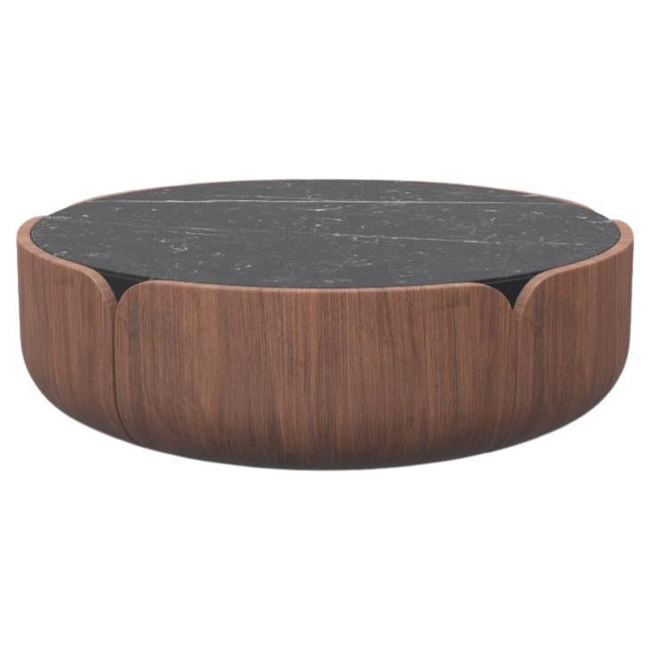 Walnut Natur Nero Marquina Bloom Coffee Table L by Milla & Milli For Sale