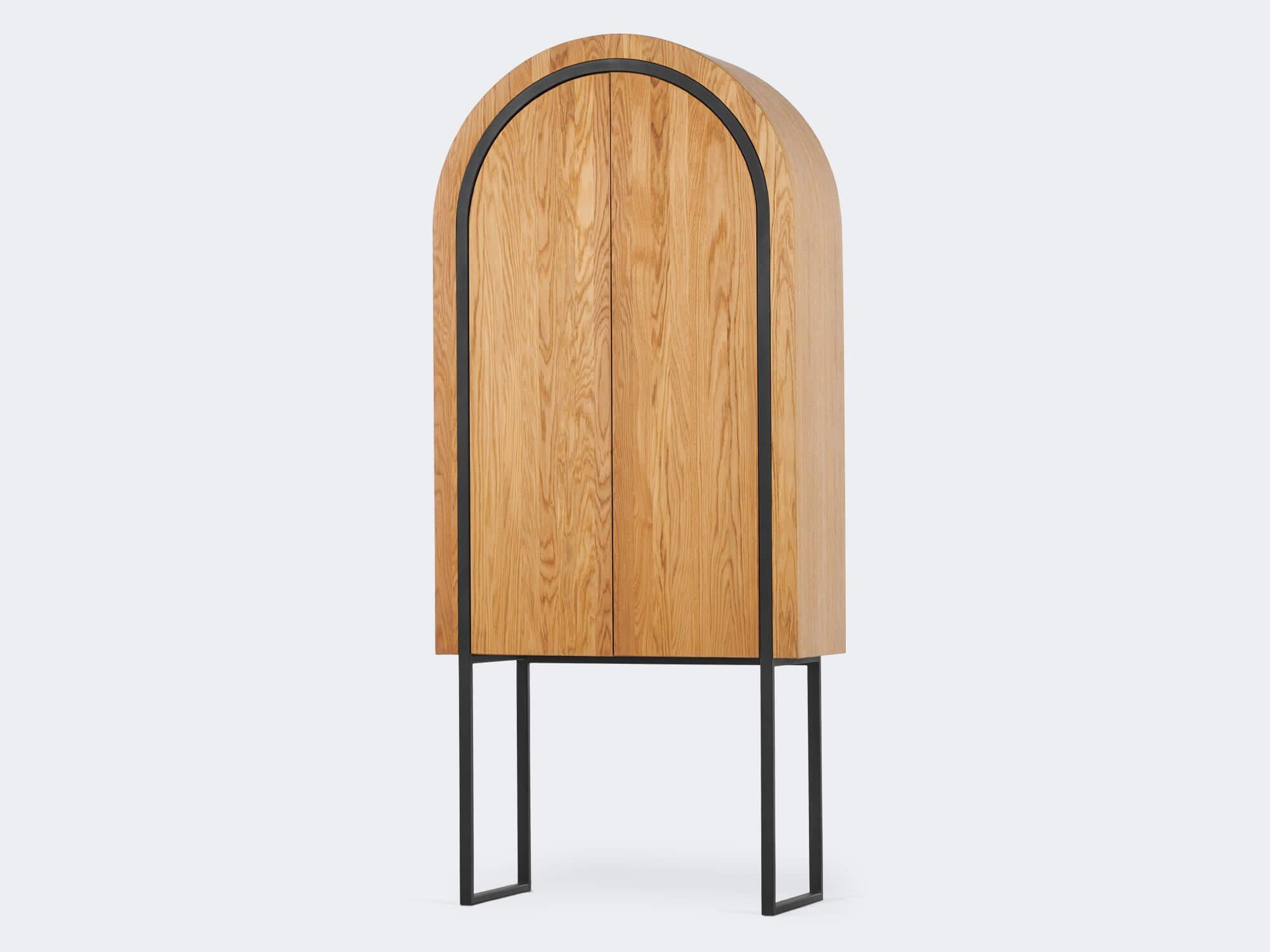 Modern Walnut Natur Offset Bar Cabinet by Milla & Milli For Sale