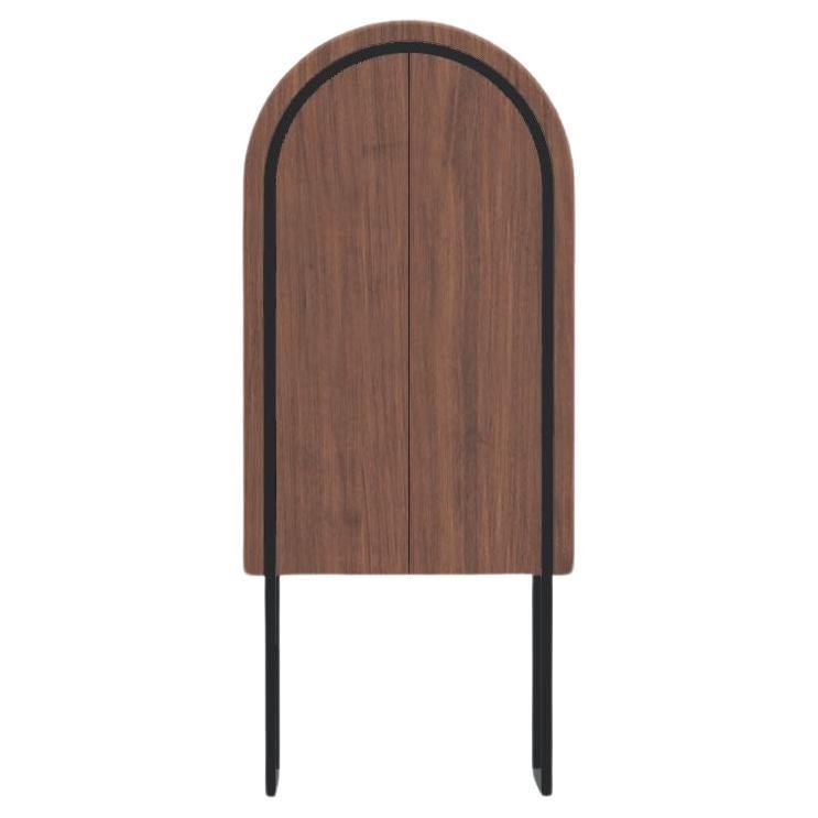 Walnut Natur Offset Bar Cabinet by Milla & Milli For Sale
