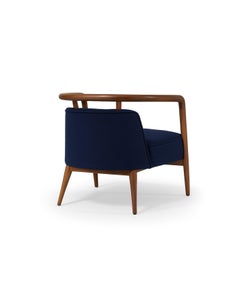 Walnut and Fabric Essex Armchair, Scandinavian Modern Design, Portugal