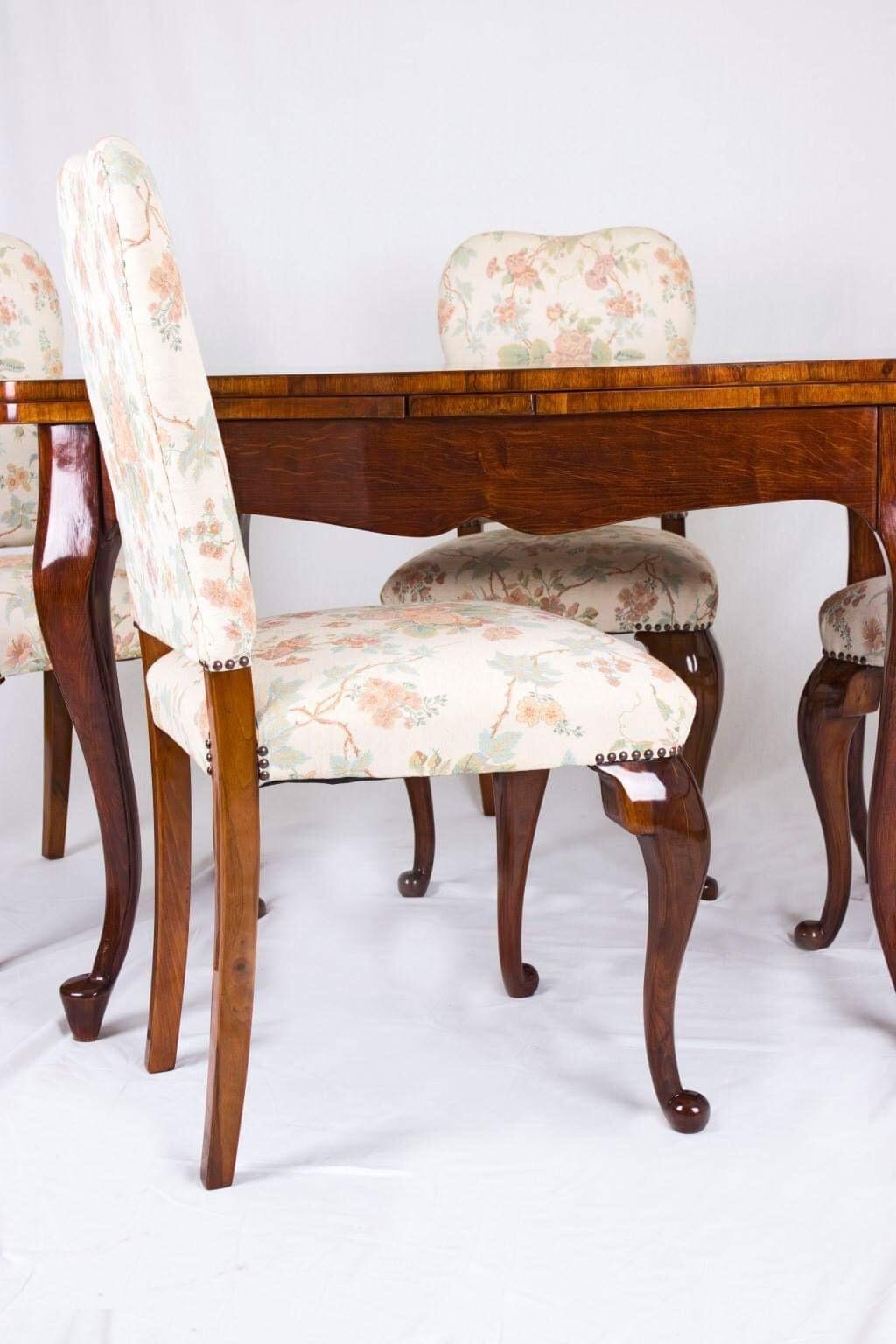 Walnut Neobarokk Dinner Set of 6 Chairs Ám Table For Sale 12