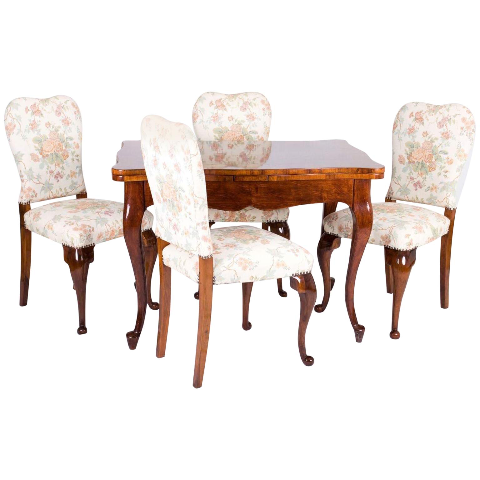 Walnut Neobarokk Dinner Set of 6 Chairs Ám Table For Sale