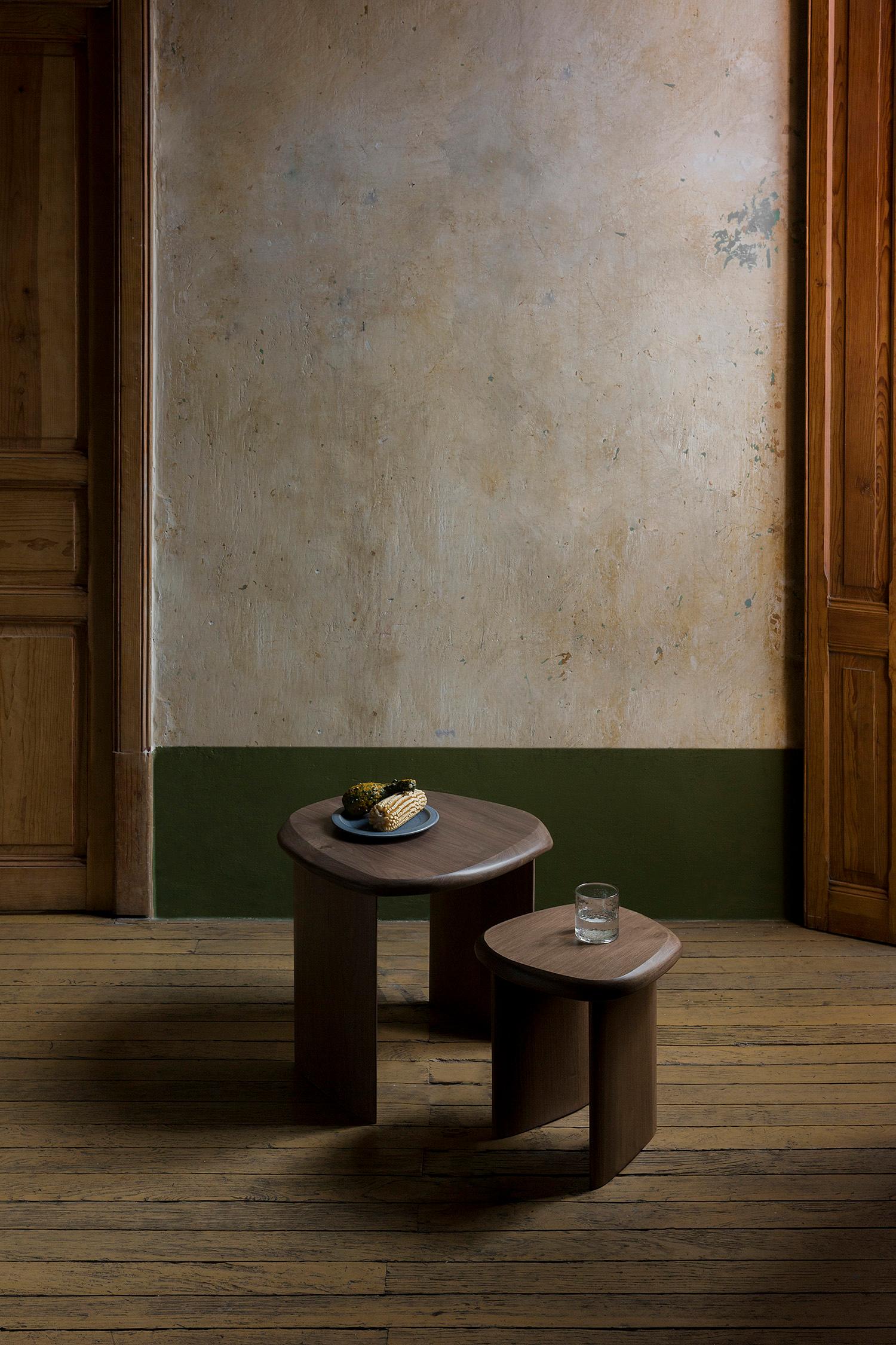 Duna Nest Table, Side Table, Bedside Table in Walnut Wood by Joel Escalona For Sale 6
