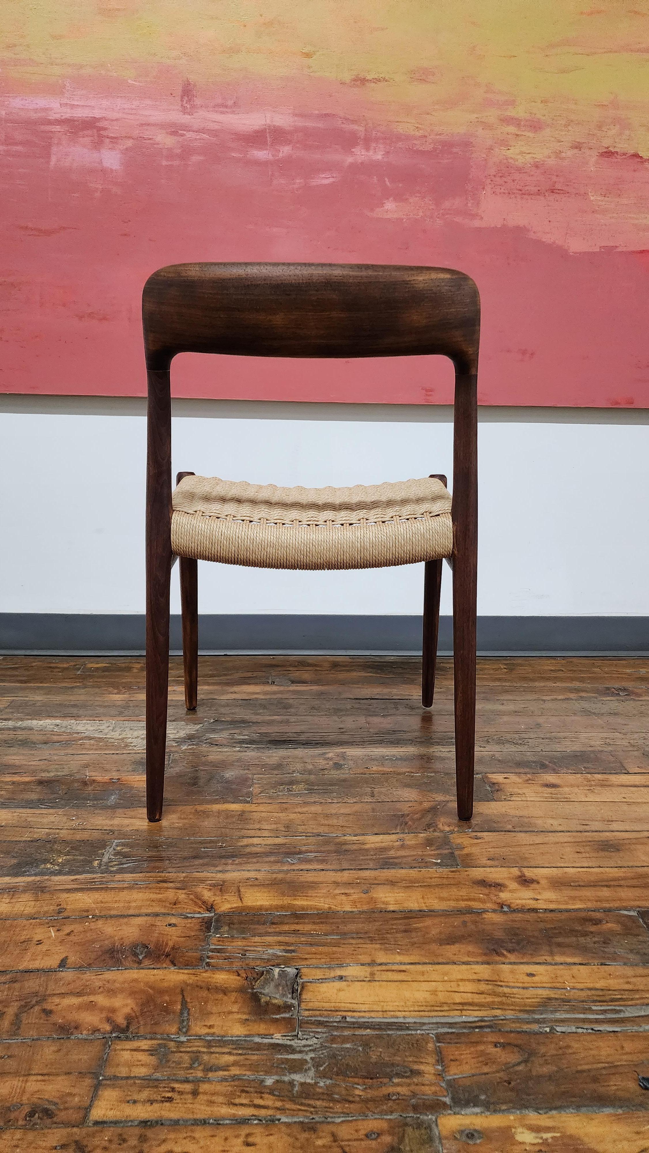 Scandinavian Modern Walnut Niels Moller Model 75 Side Chair For Sale