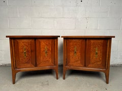 Walnut Night Stands with Burl Inlay by R-Way